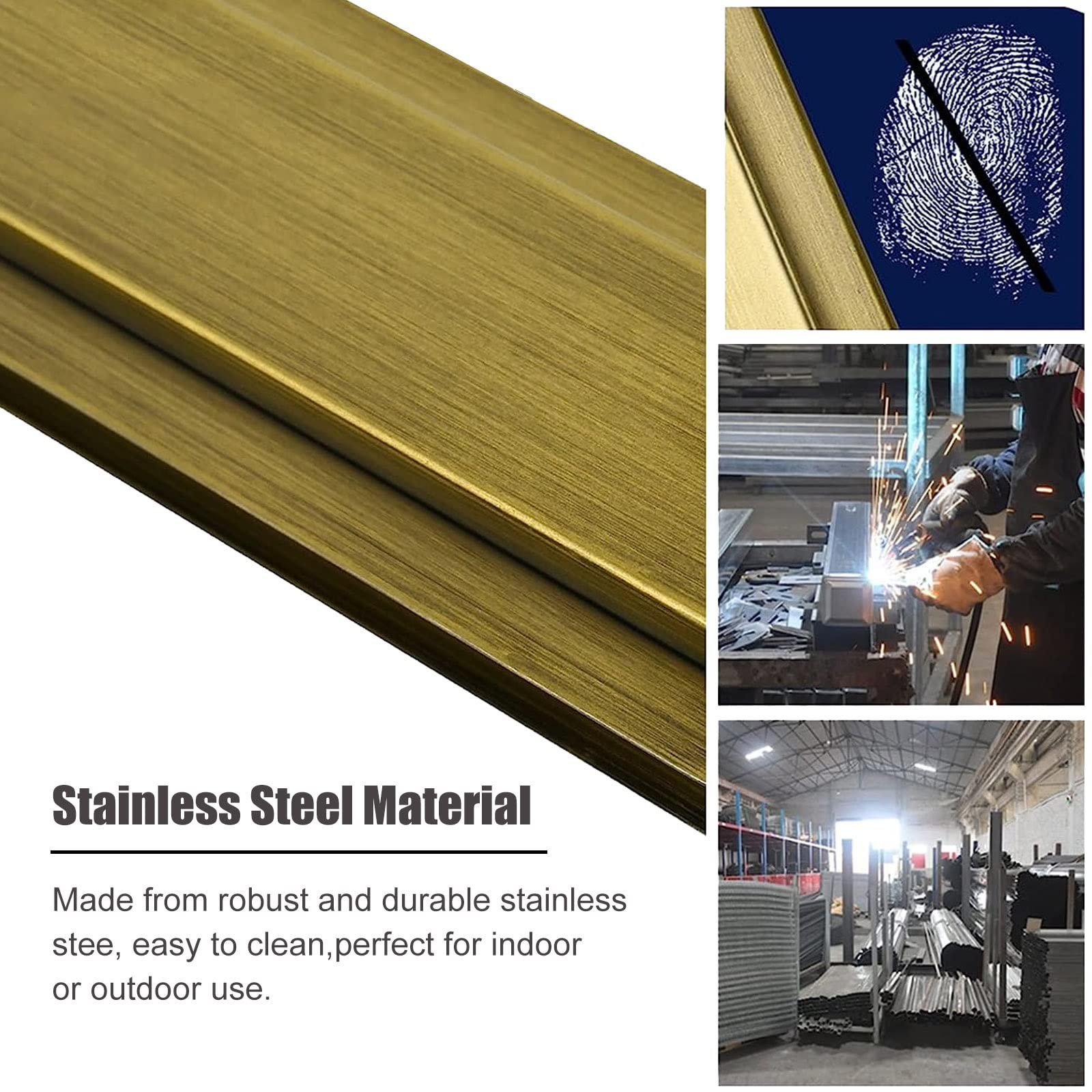 Commercial Glass Railing Posts for Hotels & Restaurants - Gold Square Glass Panel Posts for 10-12mm Thickness - Glass Baluster System for Staircases, Balconies & Decks