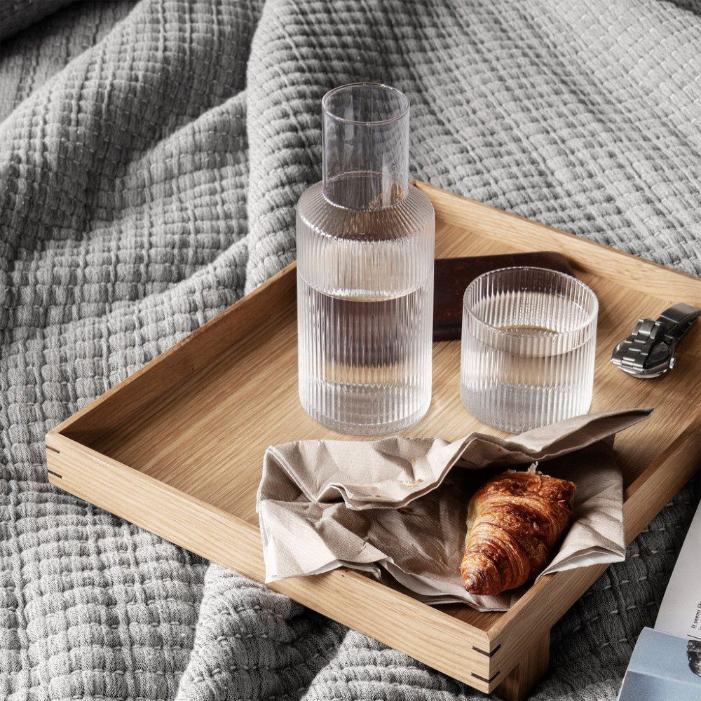 FERM LIVING Ripple Glass Carafe - Clear Water Pitcher for Home, Kitchen & Dining Table - Perfect for Serving Juice, Iced Tea & Cocktails