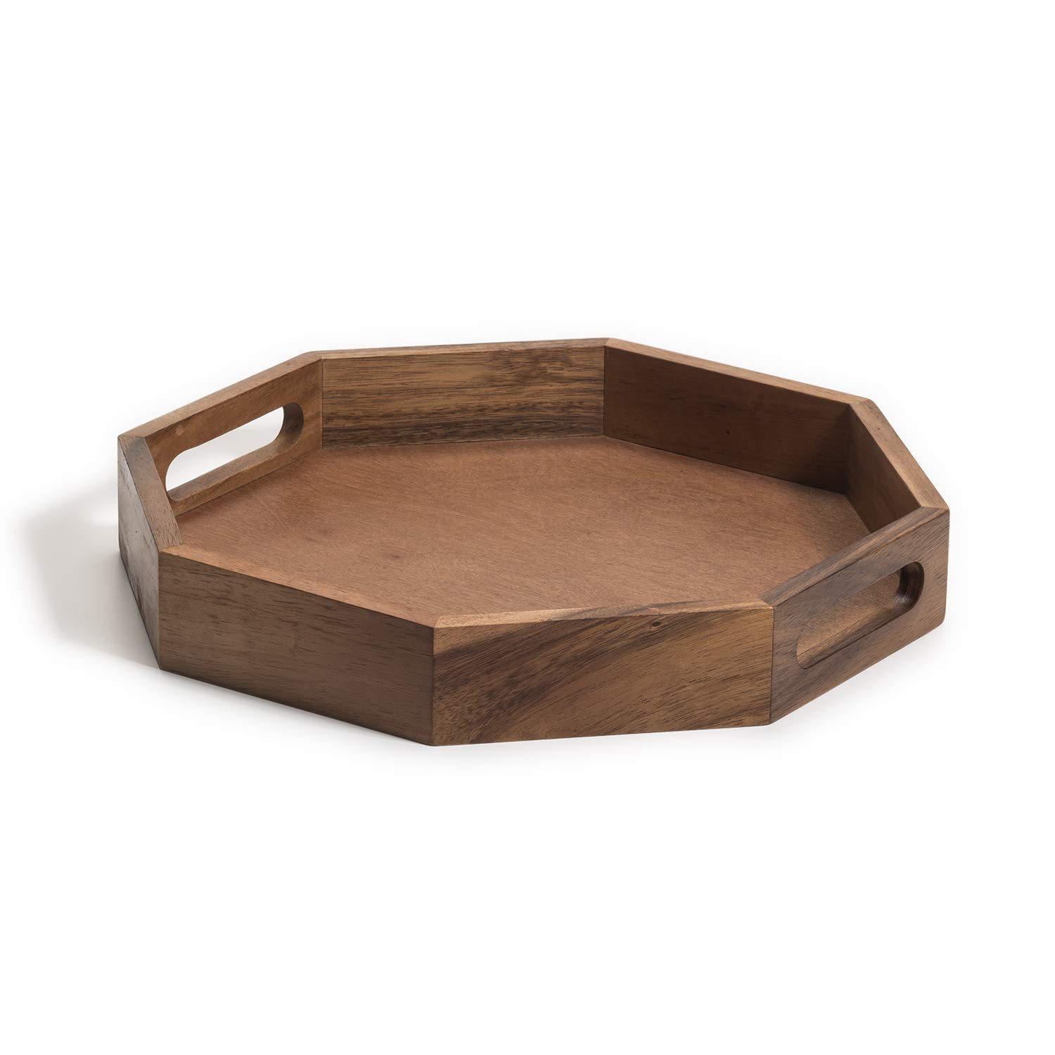 Premium Acacia Wood 15-Inch Octagon Serving Tray - Perfect for Charcuterie, Cheese Boards & Home Decor