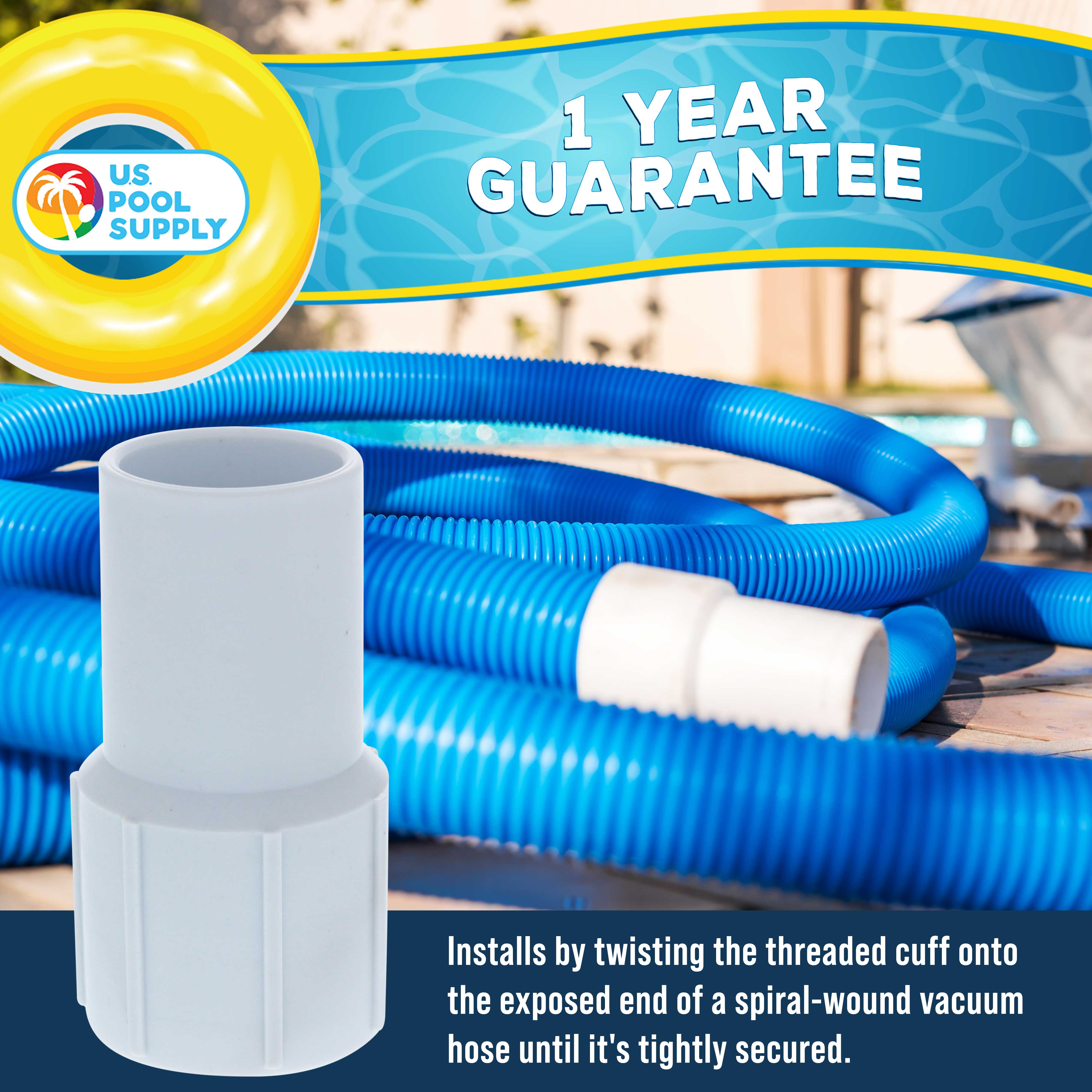 1 1/4 Inch Pool Hose Cuff Replacement - 2 Pack Threaded Spiral Wound Vacuum Hose Connector for Swimming Pools | Durable Repair Kit for Pool Cleaner Hoses & Maintenance Accessories