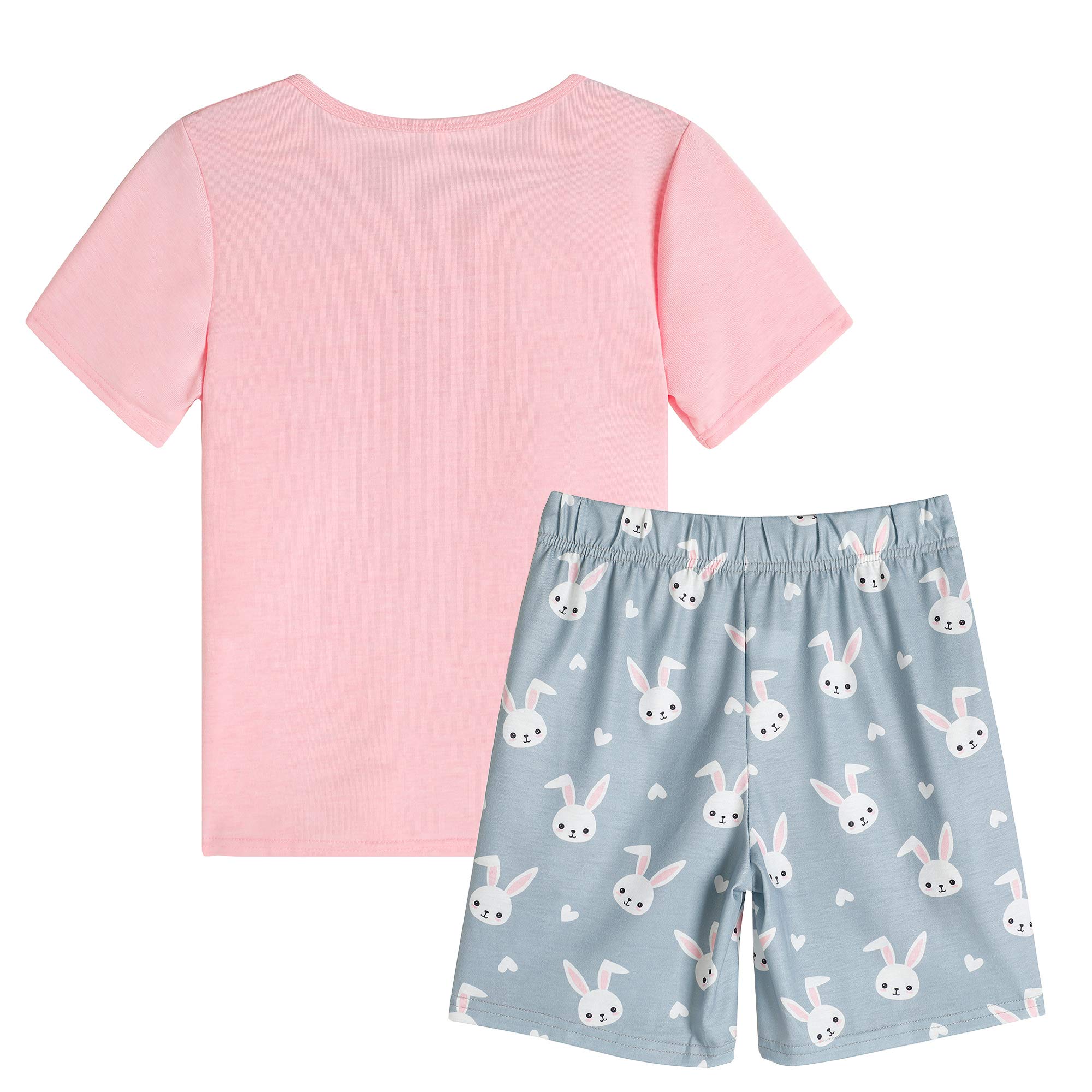 Big Girls Summer Pajama Set - Striped Heart Print Sleepwear for Comfort