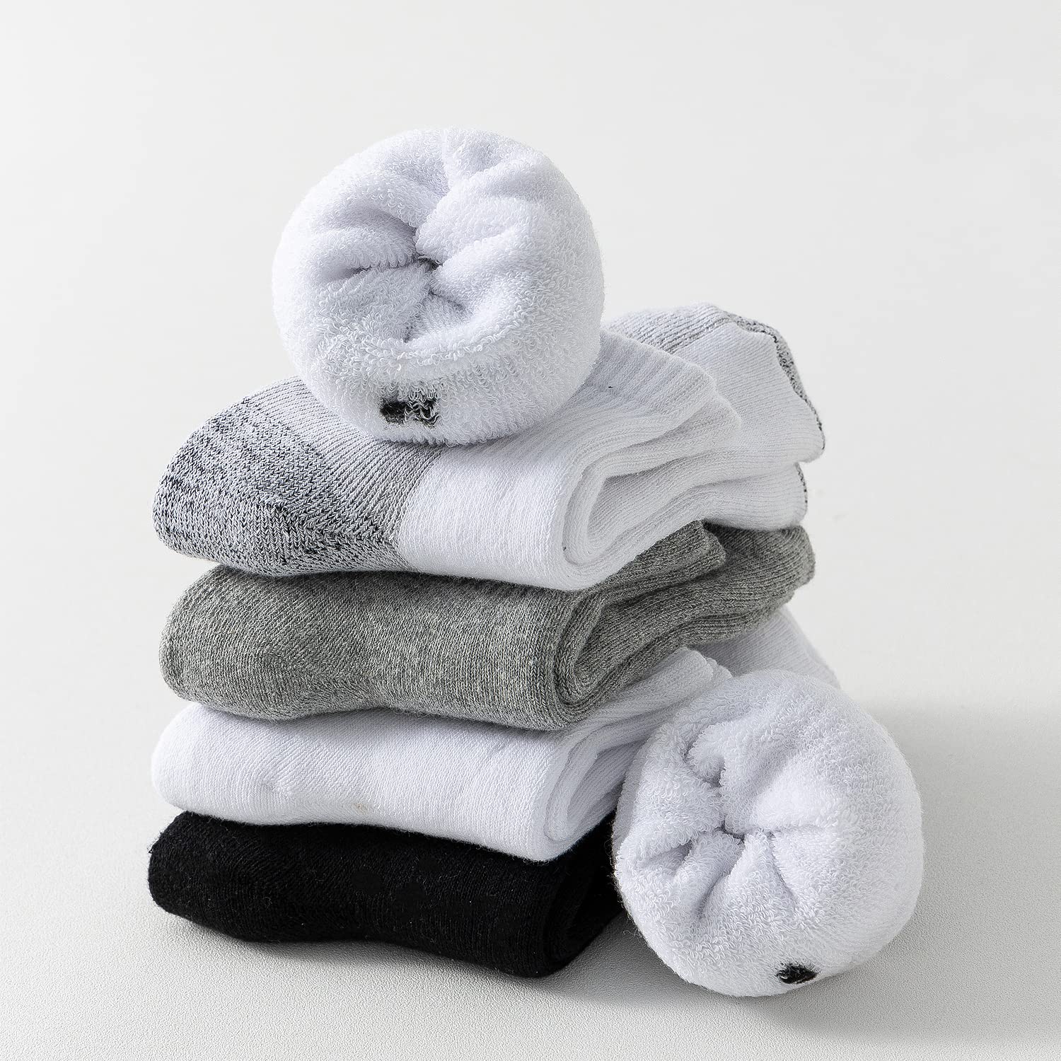 EPEIUS Kids Boys Girls Cushioned Athletic Socks - 6 Pack Thick Cotton Quarter Sports Running Ankle Socks for Ages 4-14 - Perfect for School, Play & Sports Activities