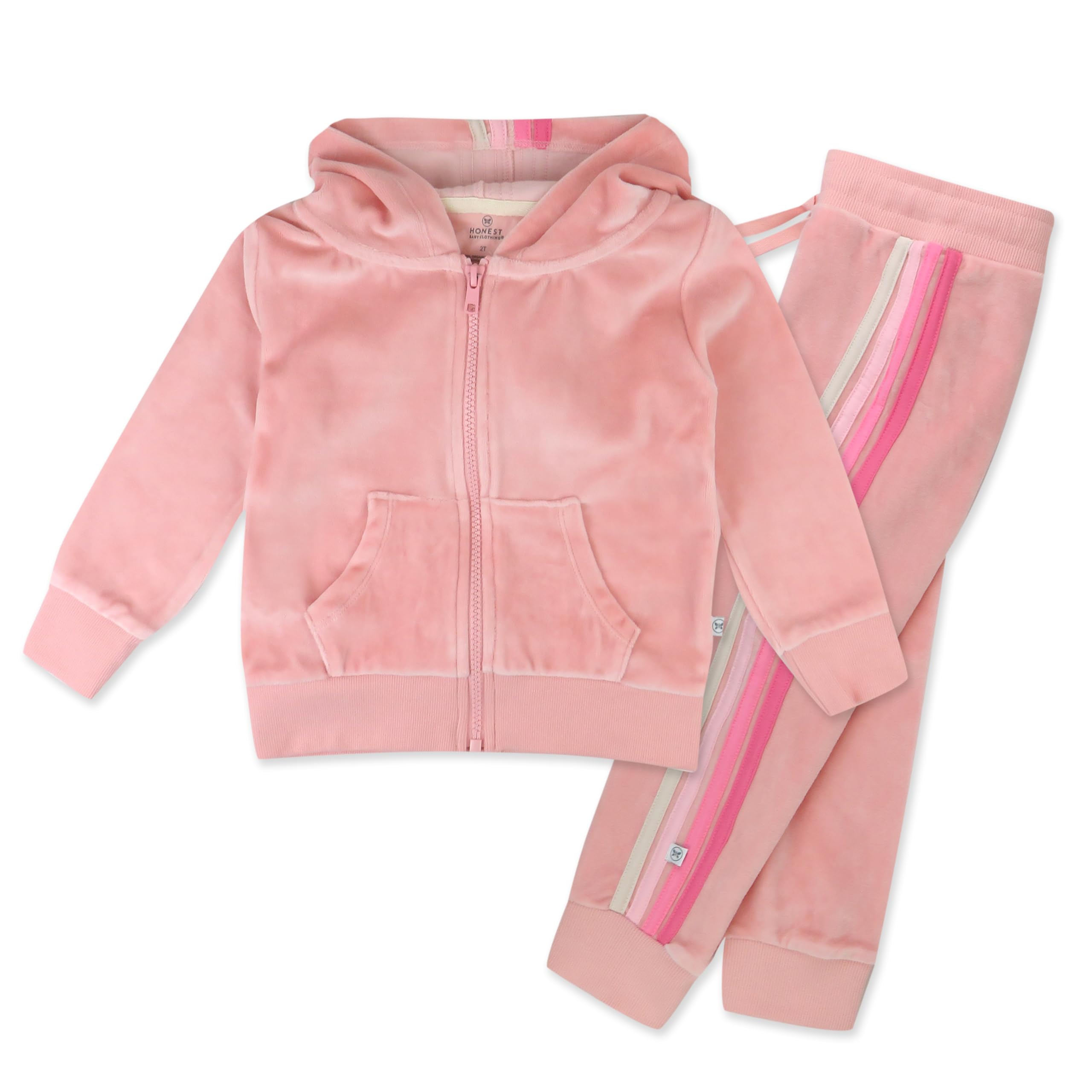 HonestBaby Velour Pullover Hoodie & Zip Front Sweatshirt with Jogger Sweatpants Set - Cozy Outfit for Toddlers, Baby Boys & Girls - Perfect for Playdates, Family Outings & Casual Wear