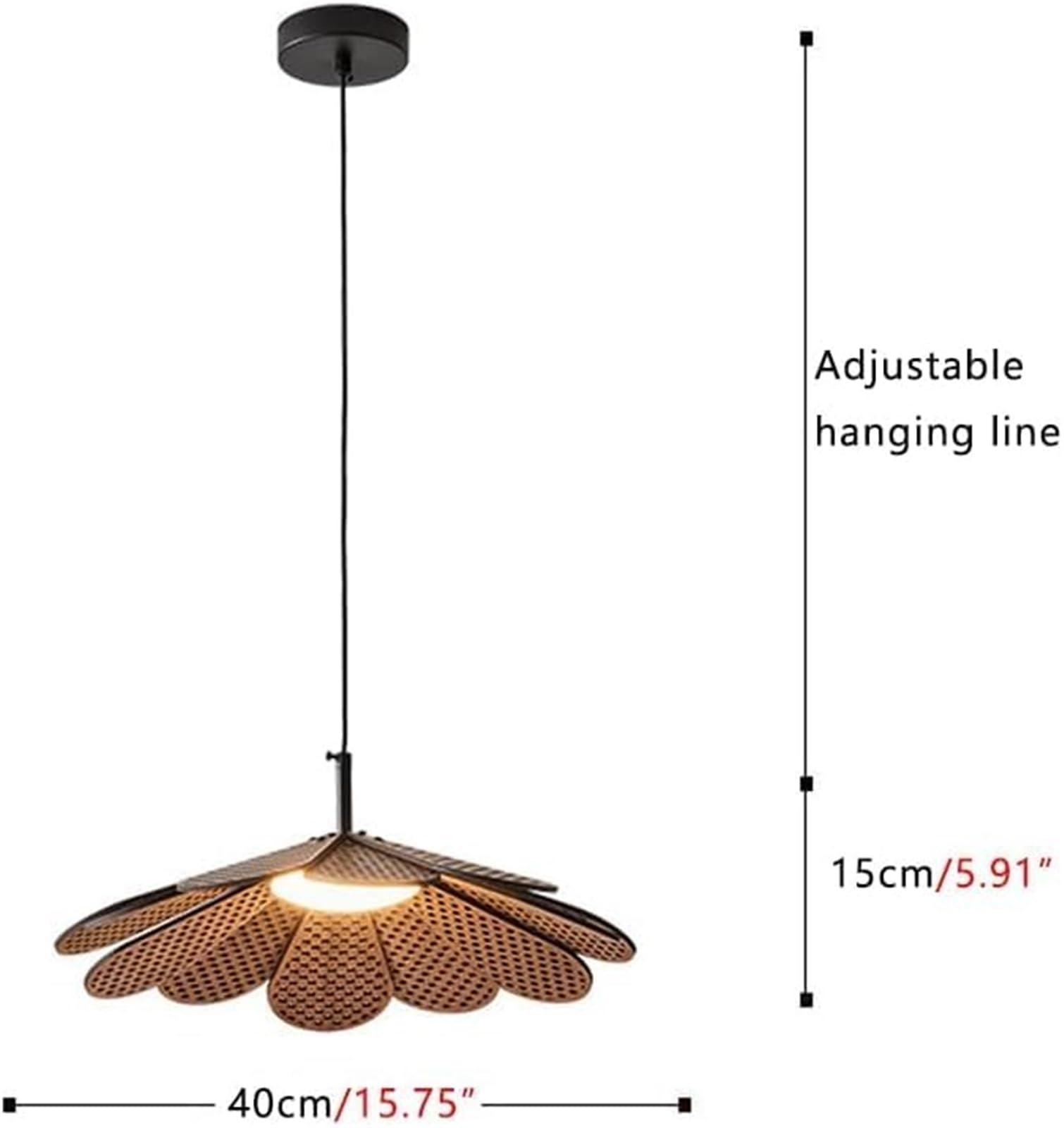 Mid Century Modern Walnut Wood Flower Kitchen Island Pendant Light - Japanese Style Minimalist Wooden Dining Room Hanging Lamp - Nordic Floral Farmhouse Chandelier for Living Room, Dining Table, and Breakfast Nook