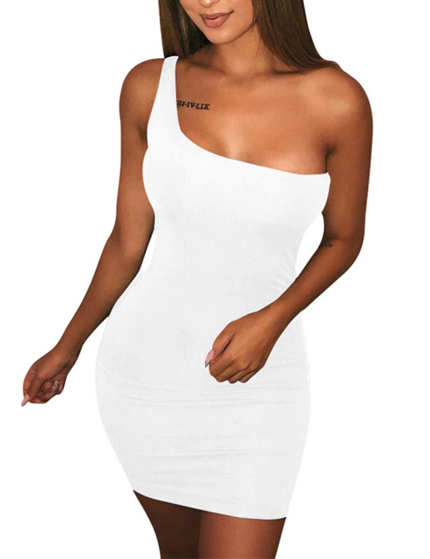 BORIFLORS Women's One Shoulder Bodycon Mini Dress - Sexy Casual Clubwear for Night Out, Party & Summer Vacation