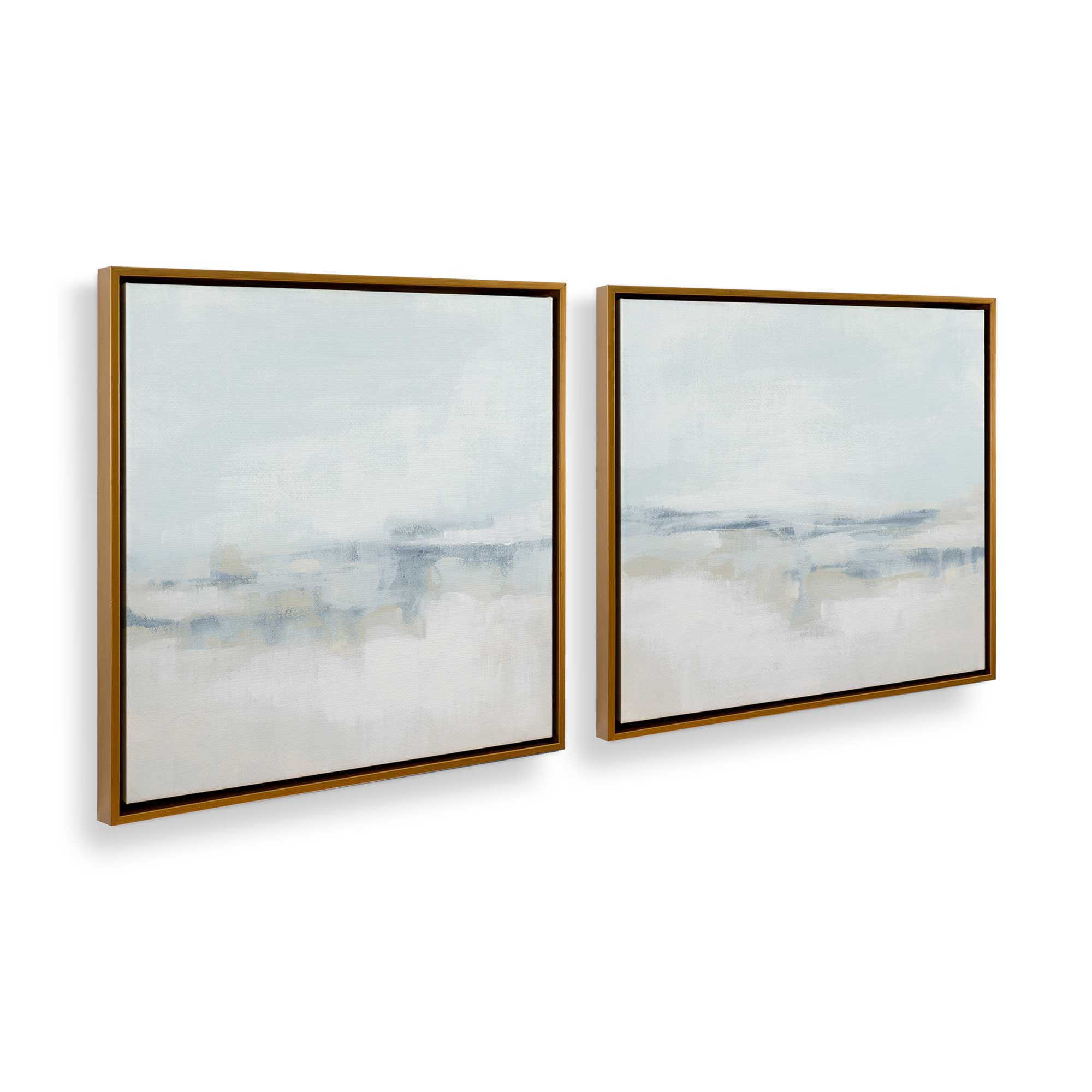 Cloudy Shoreline Hues - Set of 2 Premium Canvas Wall Art Prints for Coastal Home Decor | Perfect for Living Room, Bedroom & Beach House