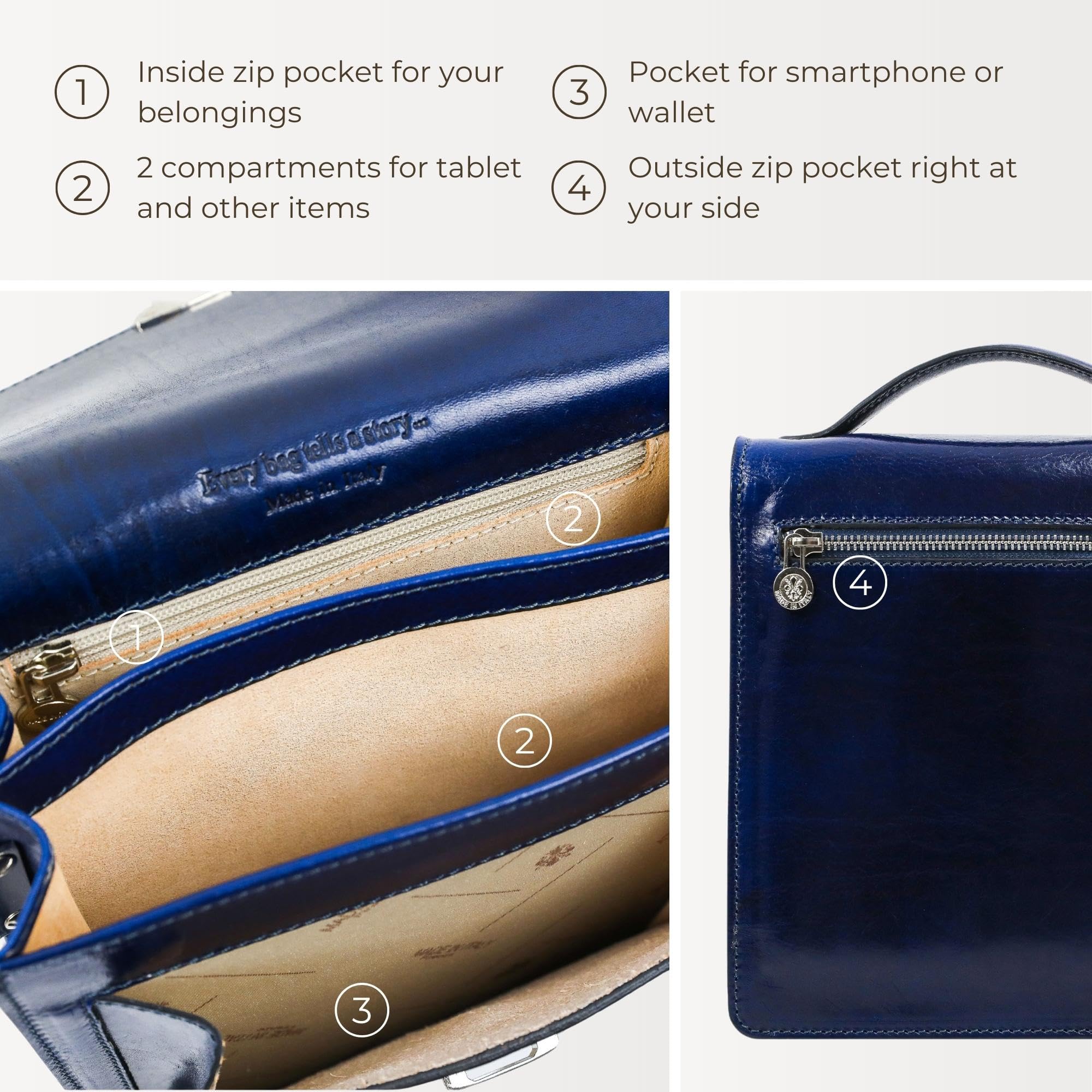 Premium Italian Leather Messenger Bag for Men - Durable Small Crossbody Briefcase with Gift Box - Perfect for Business, Travel & Daily Commute