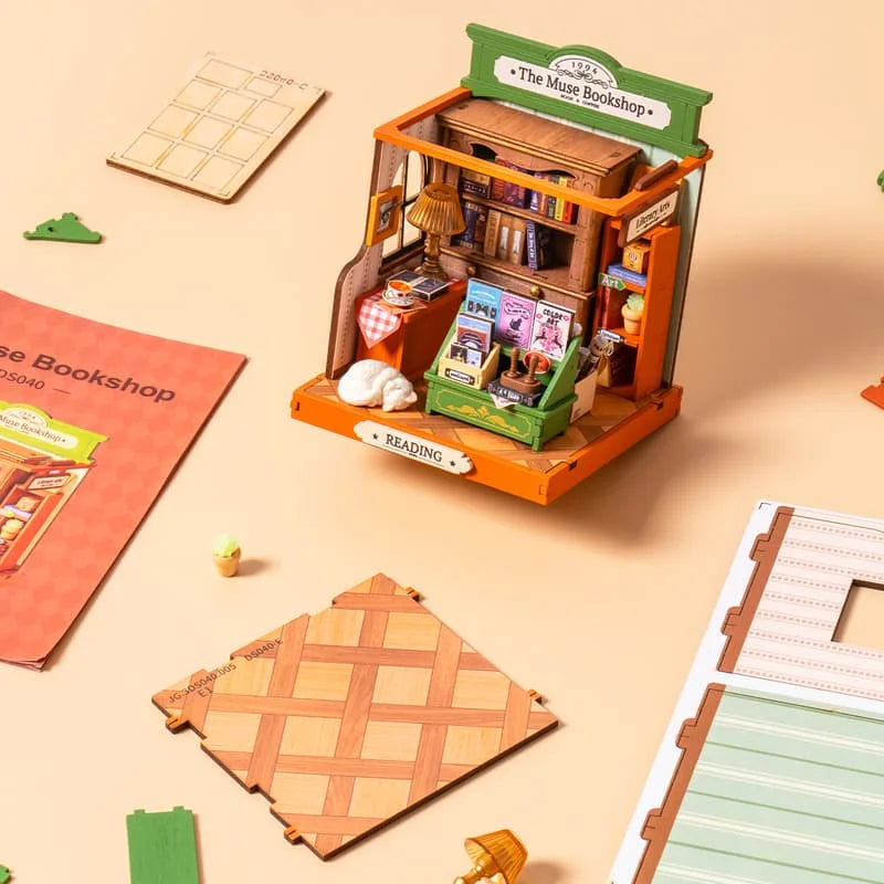 Rolife The Muse Bookshop DIY Miniature House Kit - Creative Craft Model Building Set for Adults, Perfect Gift for Book Lovers & Home Decor (Use for Relaxation, Stress Relief & Display)