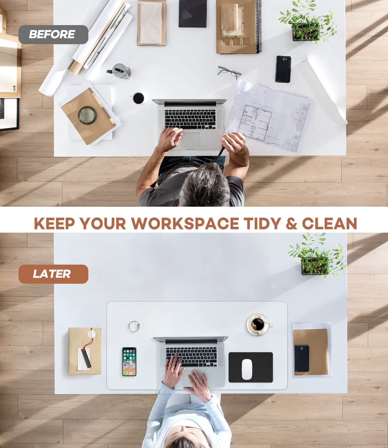 RostiKong 24'' x 60'' Large Clear PVC Desk Mat - Waterproof Transparent Table Protector with Round Edges, Easy Clean Vinyl Writing Surface for Office & Home | Perfect for Computer Workstations, Crafting & Dining Tables