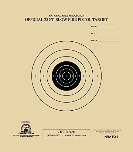 Official NRA TQ-6 Paper Shooting Target - 25 Ft Slow Fire Pistol Practice Target for Indoor/Outdoor Range Training & Competitive Shooting