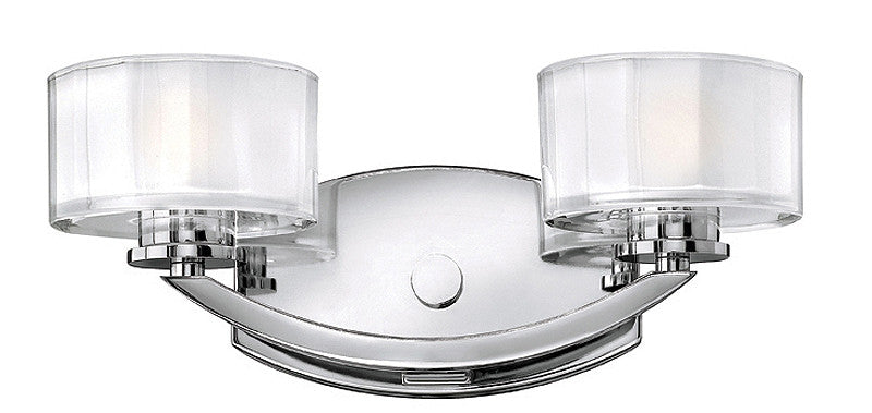14W Meridian 2-Light Bathroom Vanity Light Fixture in Chrome - Perfect for Modern Bathrooms & Powder Rooms