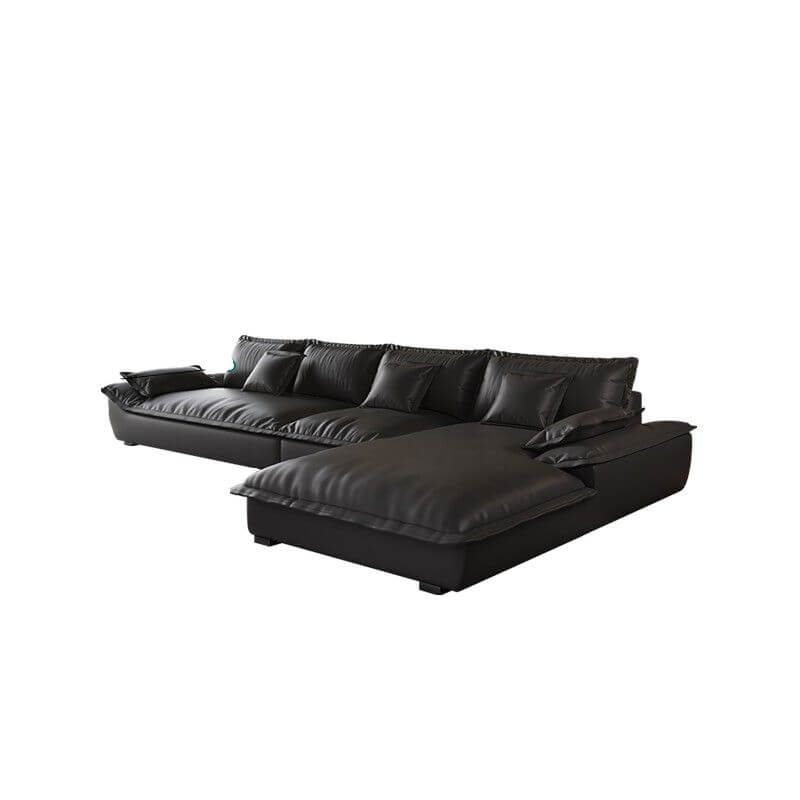 Modern L-Shaped Sectional Sofa with Chaise Lounge in Black - Sturdy Concealed Support - Perfect for Living Room, Home Theater, and Small Spaces