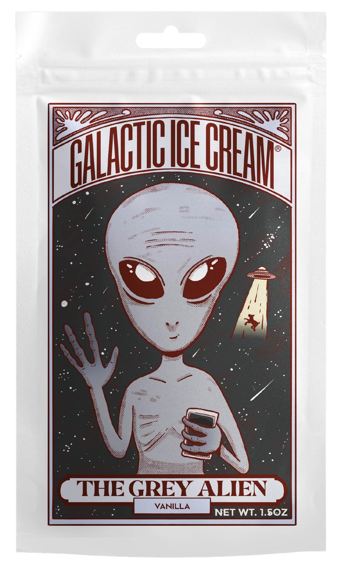 Freeze Dried Ice Cream - Gourmet Vanilla, Chocolate, Strawberry & Salted Caramel Flavors - Artisan Crafted Space Food with Simple Ingredients - Perfect for Camping, Hiking & Space Enthusiasts - Galactic Freeze Dried Dessert Snacks (Grey Alien Vanilla)