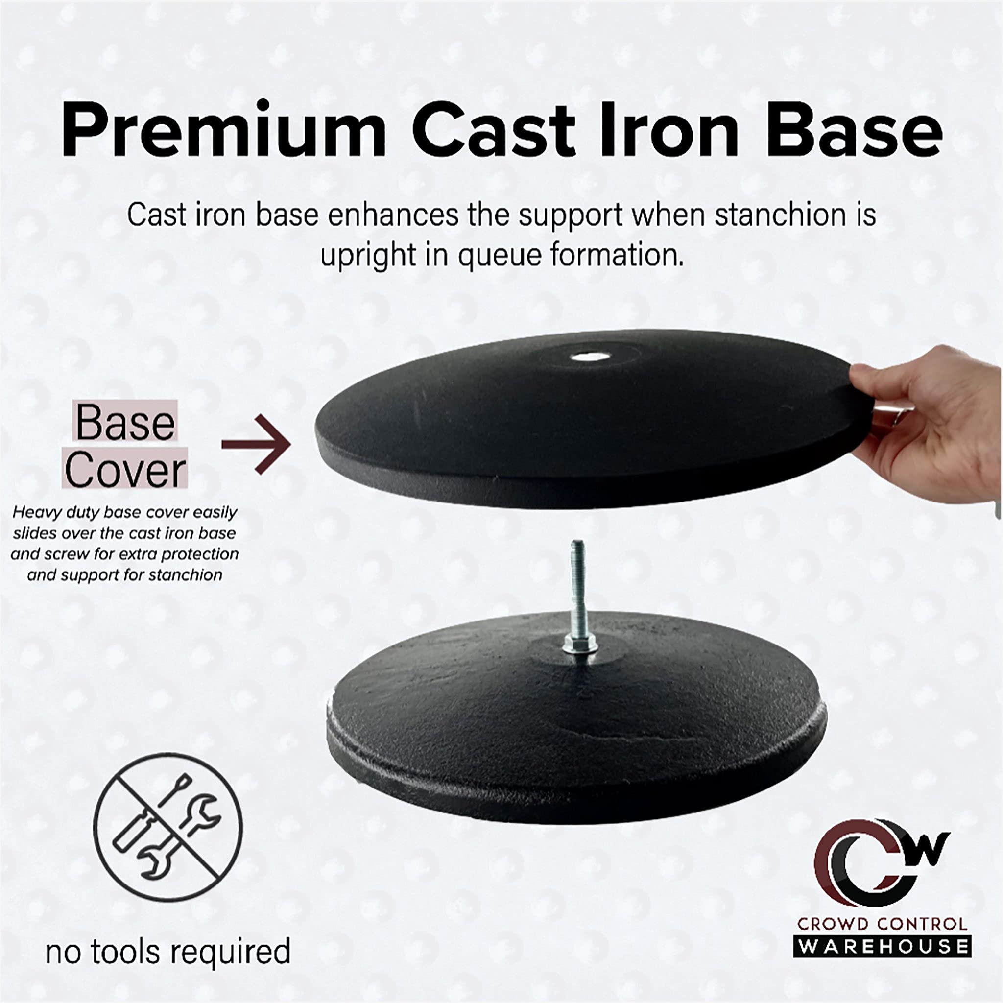 Montour Line MI650 Set of 2 Retractable Belt Barrier Stanchions with Cast Iron Base - 16ft Black & Yellow Diagonal Belt for Crowd Control - Perfect for Events, Queues, and Retail Spaces