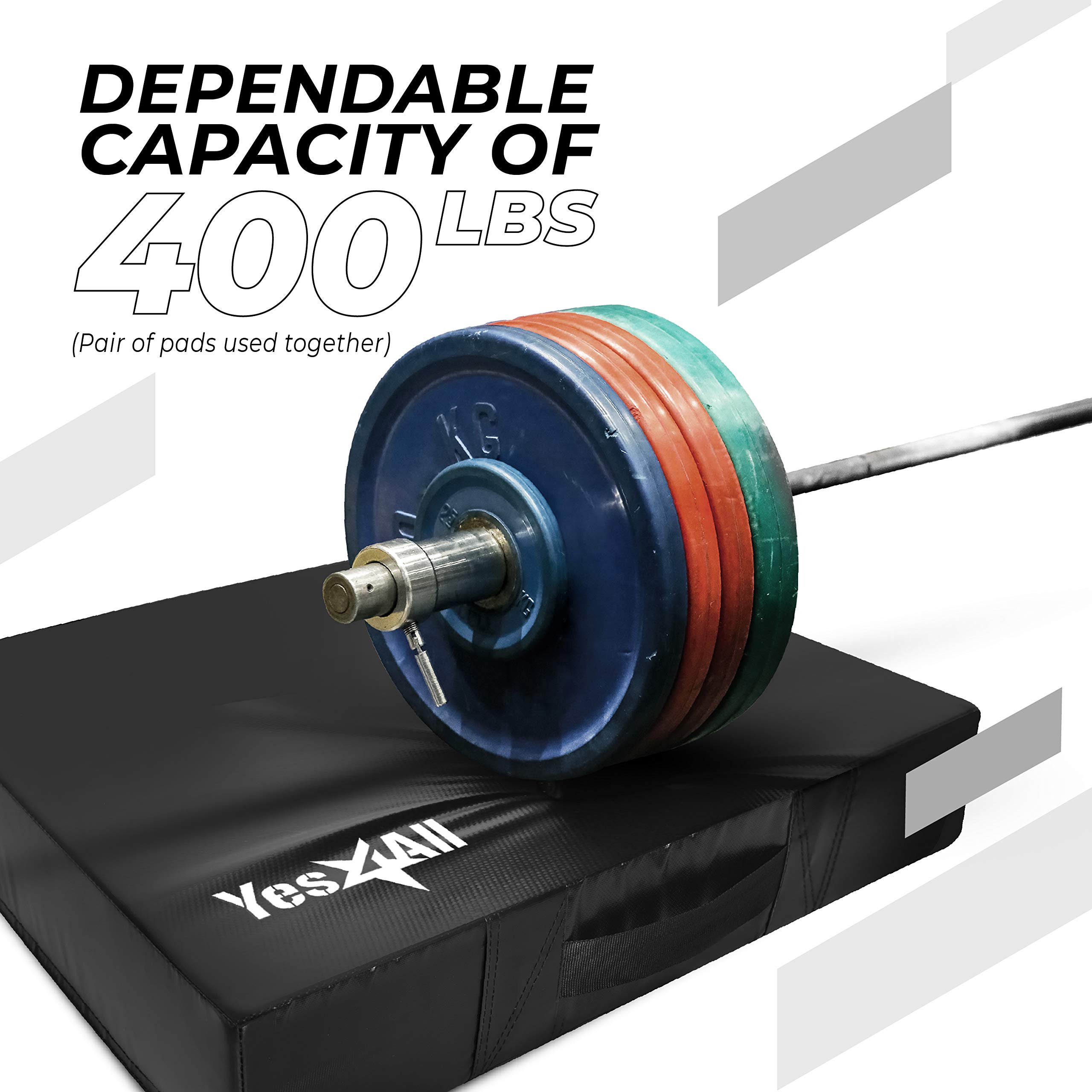 Yes4All Weightlifting Drop Pads - Pair of Silencer Pads with PVC Cover & Carry Handles for Gym, CrossFit & Home Workouts - Reduce Noise & Protect Floors