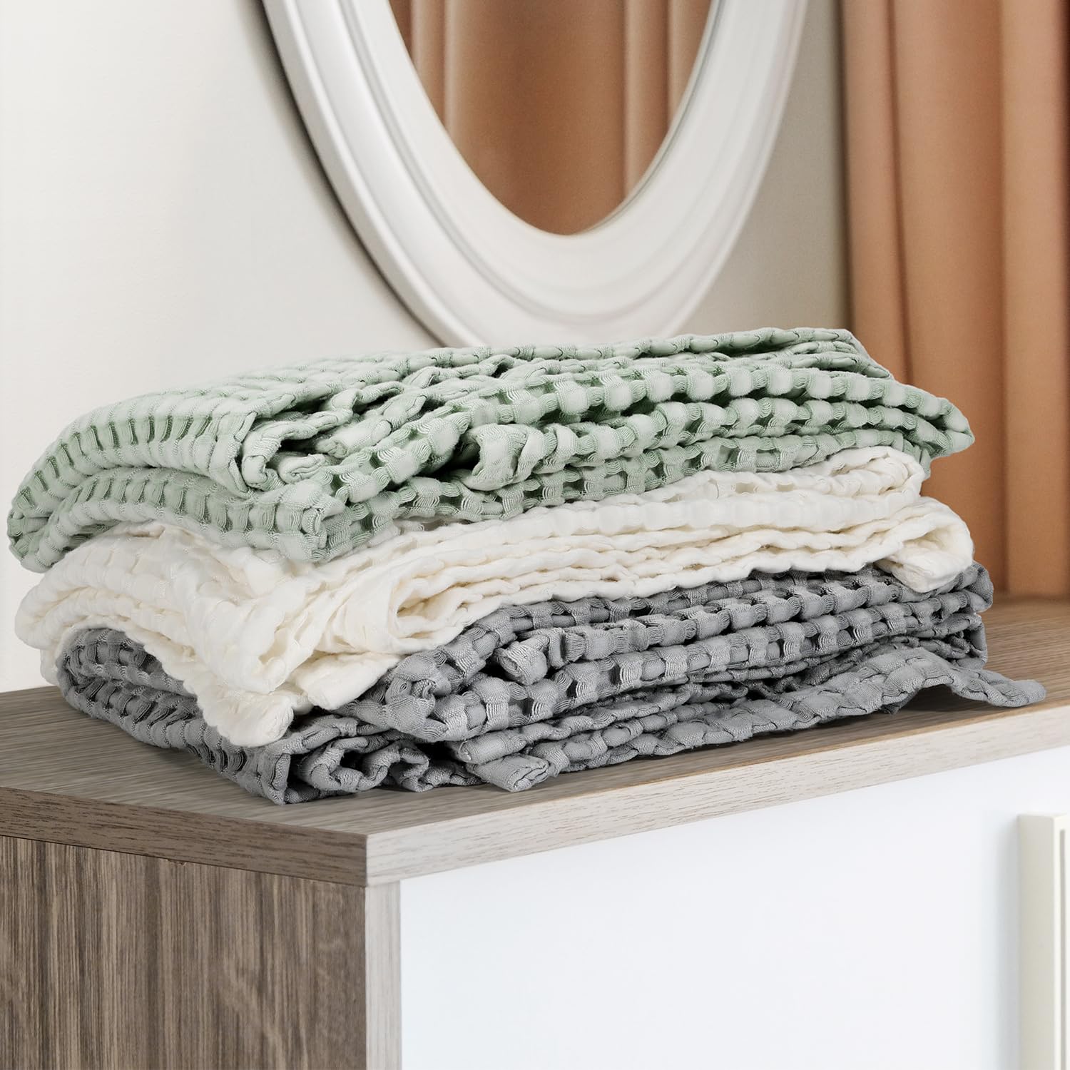 Maliton Waffle Baby Blanket for Boys & Girls - Soft Breathable Cotton Swaddle Blanket | Neutral Nursery Blanket | Lightweight Throw for Infants & Toddlers (Ivory) - Perfect for Crib, Stroller & Snuggling