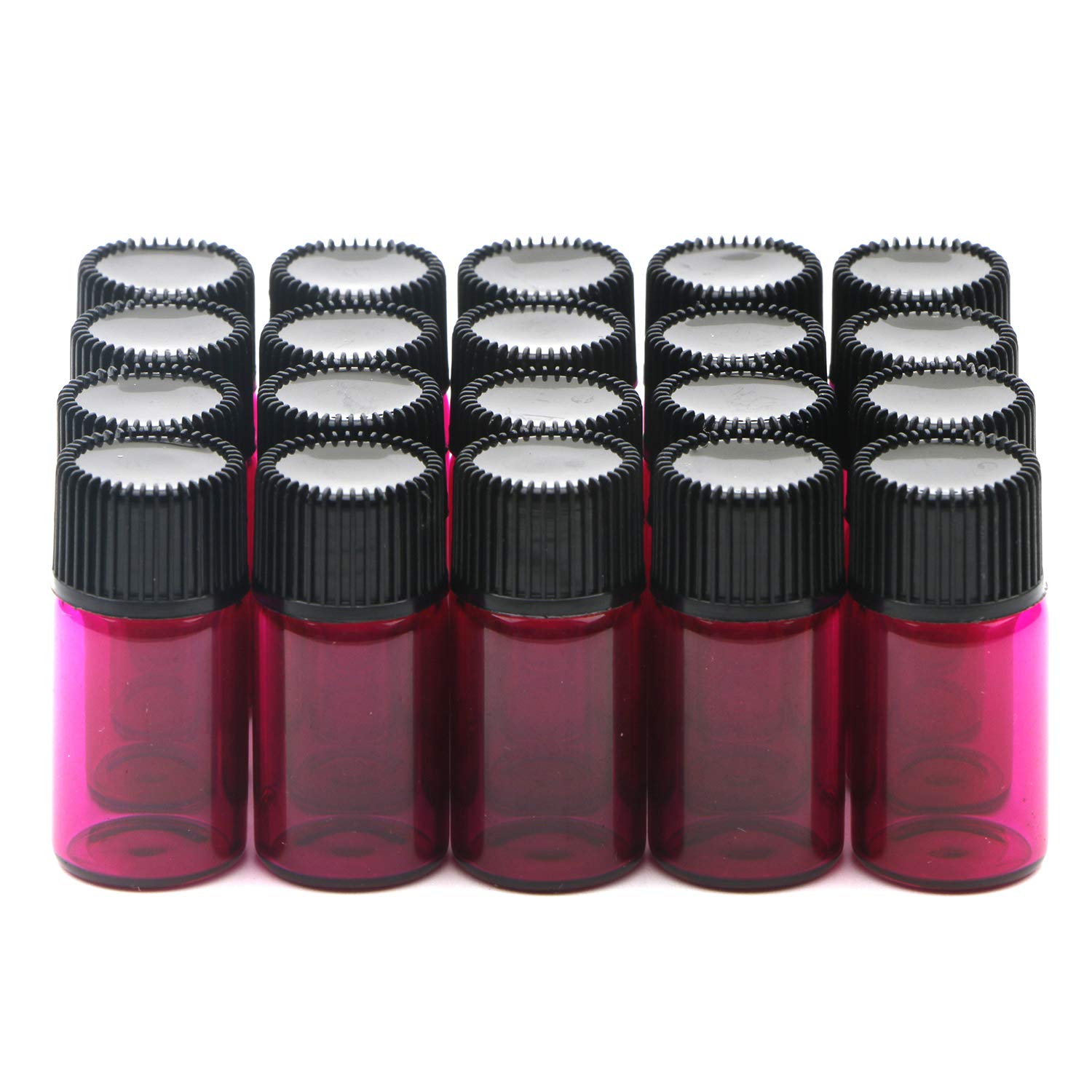 Kesell 20-Piece Mini Essential Oil Bottles Set - 3ml Empty Glass Vials with Orifice Reducers & Black Caps for Aromatherapy, DIY Blends, Travel Samples & Crafting