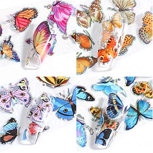 10 Sheets Butterfly Nail Art Foil Transfer Stickers - Holographic Nail Decals for DIY Manicure & Nail Decoration - Perfect for Party, Wedding, and Everyday Nail Art Designs