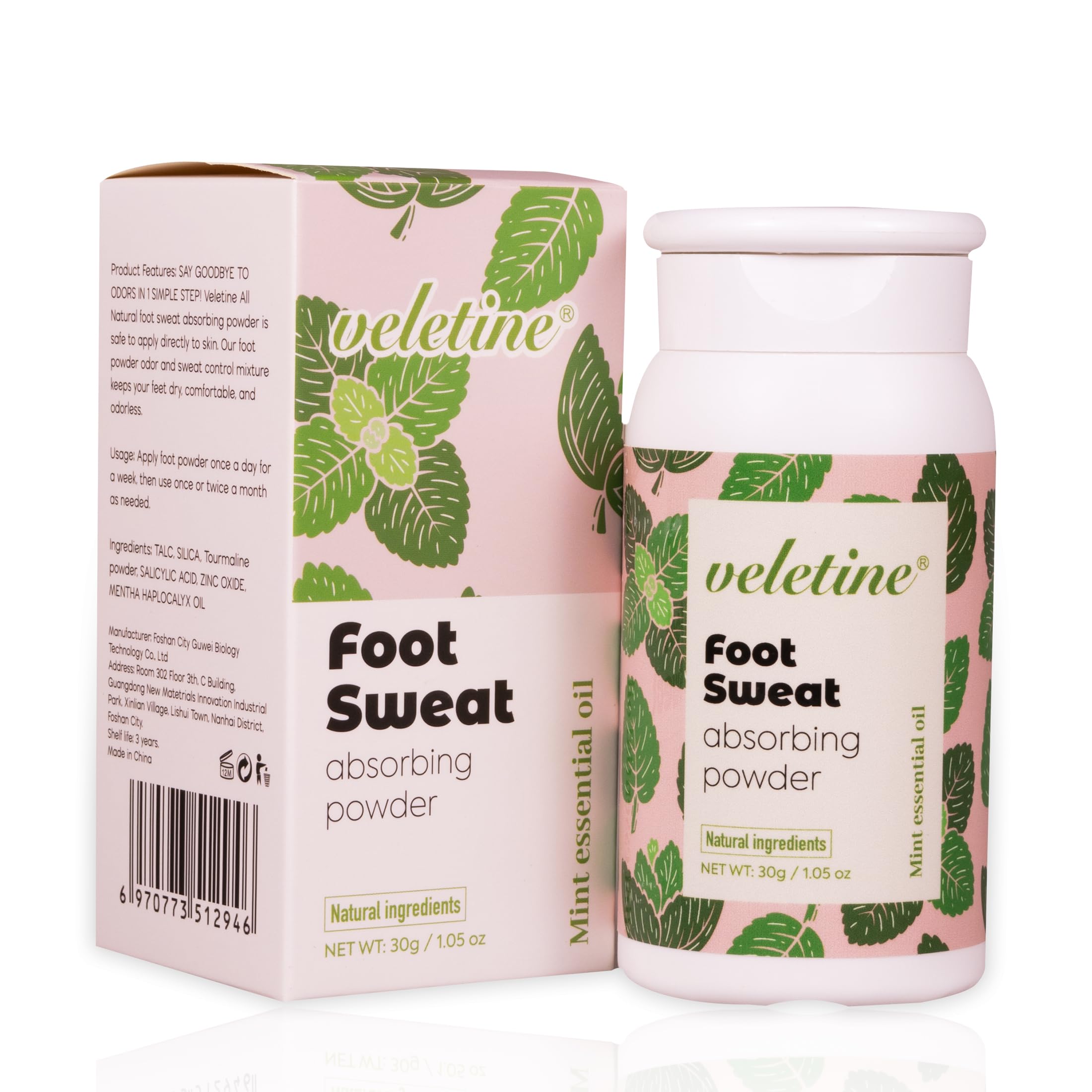 Foot Sweat Absorbing Powder for Smelly Shoes & Stinky Feet - Travel Size Foot Deodorizer for Men & Women (30g/1.05 oz) | Odor Control for Gym, Work & Daily Use
