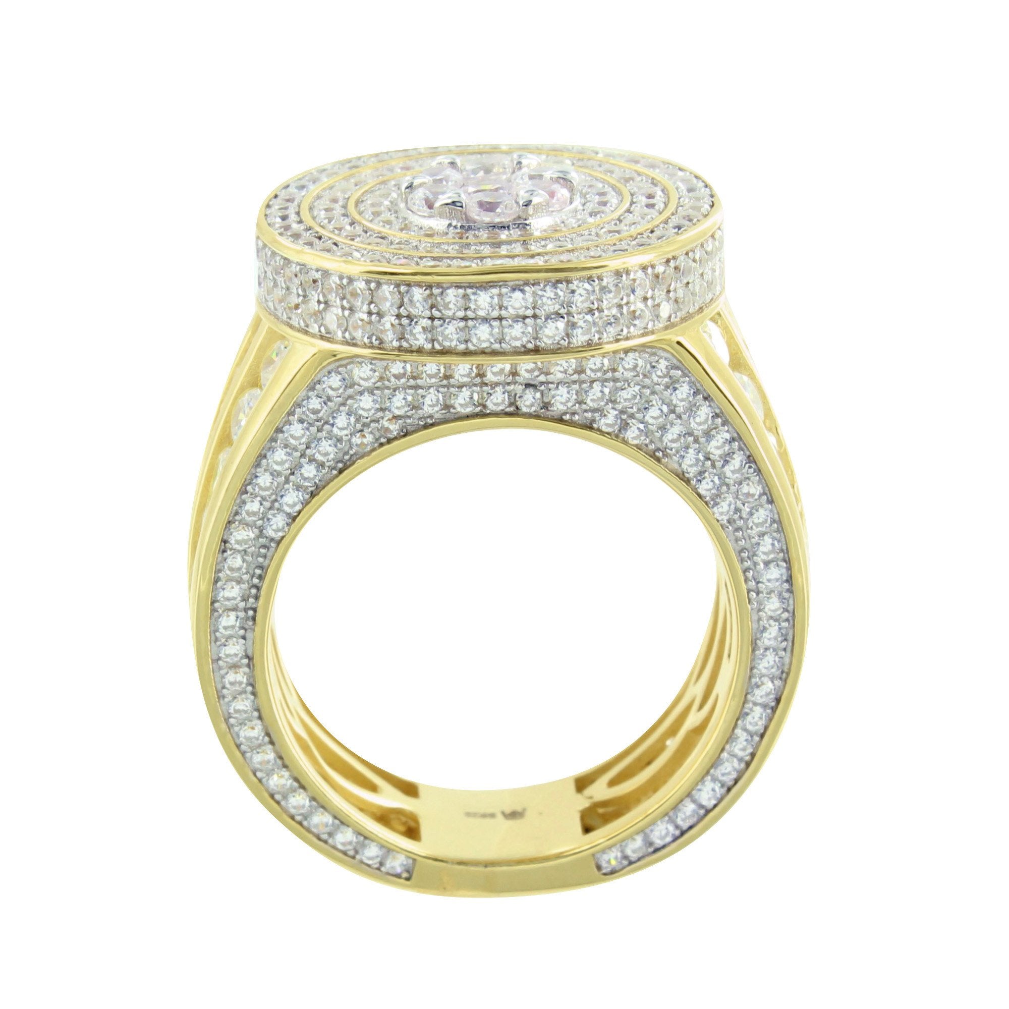 Simulated Diamond Men's Ring - 925 Sterling Silver Round Cluster Wedding Band for Men | Perfect for Engagement, Anniversary & Special Occasions