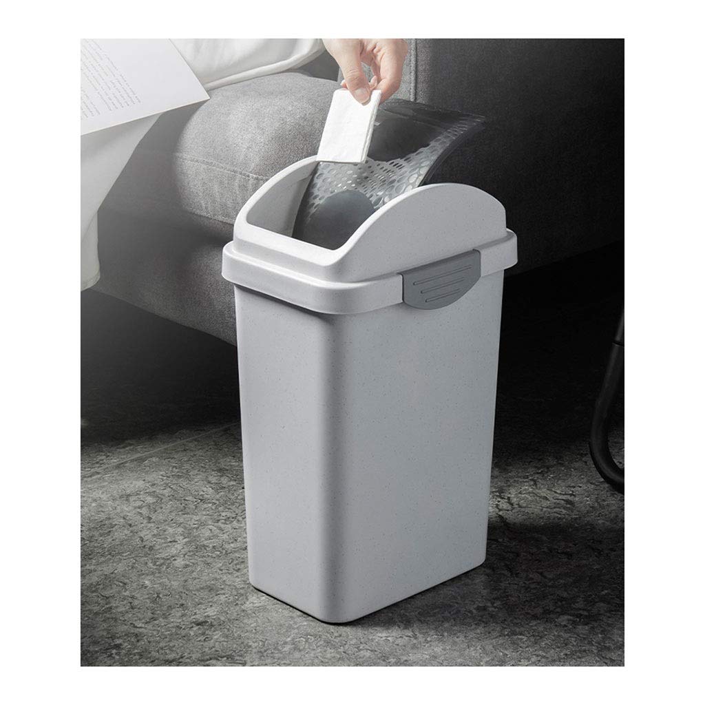 Stainless Steel Rocking Lid Trash Can - 13 Gallon Kitchen Garbage Bin with Odor Control, Narrow Design for Small Spaces - Perfect for Home, Office, Bathroom & Recycling Use