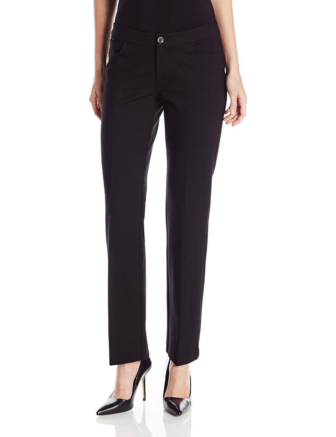 Anne Klein Women's Flare Leg Compression Pants - High Waisted Yoga Pants for Workout, Running & Lounge Wear - Plus Size Available