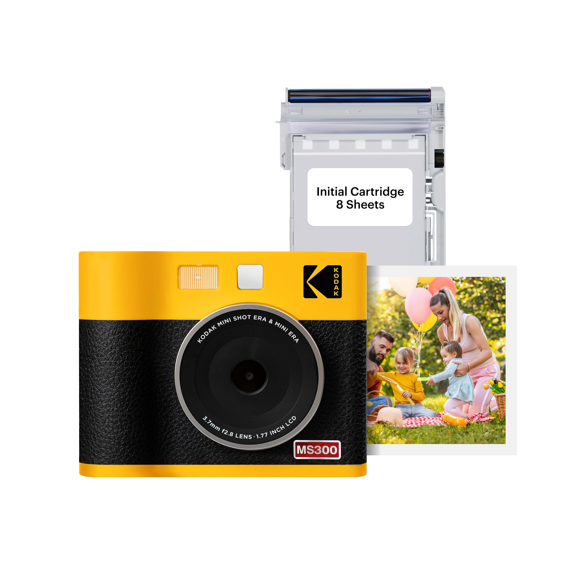 KODAK Mini Shot 3 ERA 4PASS 2-in-1 Instant Camera & Photo Printer (7.6x7.6cm) with 8 Sheets - Portable Yellow Instant Camera for Travel, Parties & DIY Photo Gifts