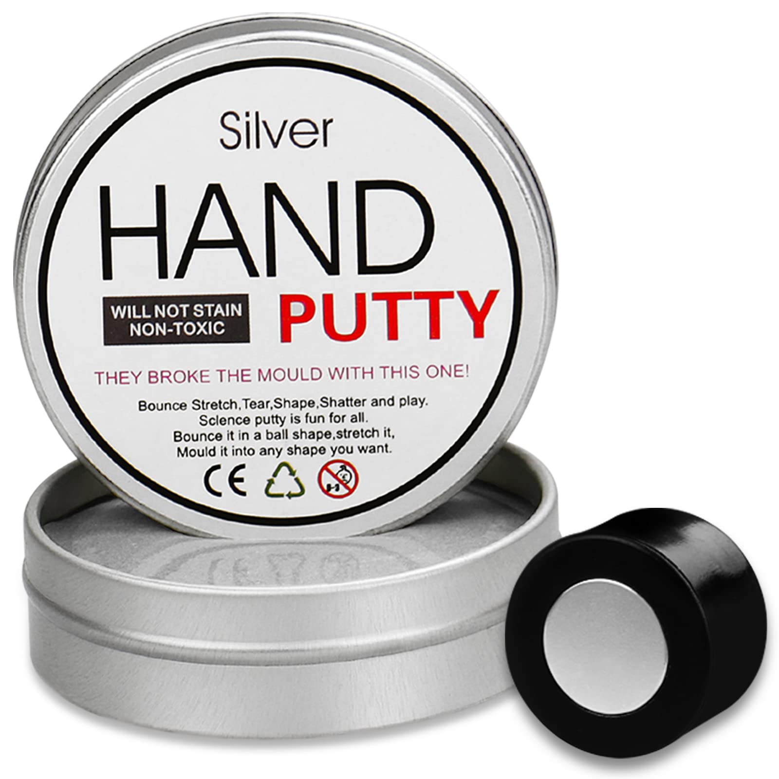 Magnetic Slime Putty - Upgraded Magnetic Space Putty with Strong Magnets | Fun Fidget Toy for Stress Relief & Sensory Play | Perfect Gift for Kids & Adults (Christmas, Birthday, Stocking Stuffers) | Great for Classrooms, Office Desks & Anxiety Relief (1 Pack, Silver)