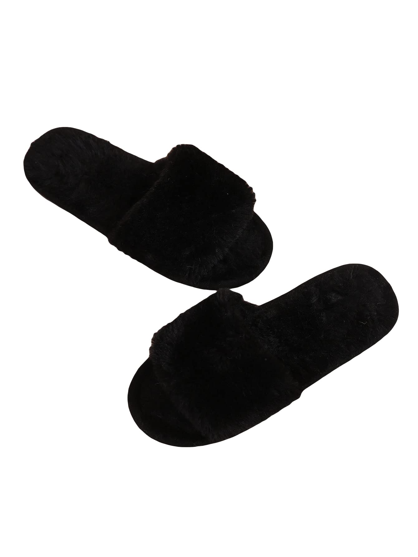 GORGLITTER Women's Soft Fuzzy House Slippers - Open Toe Indoor Outdoor Cozy Slippers for Home, Lounge & Backyard - Comfortable Non-Slip Bathroom & Bedroom Slippers