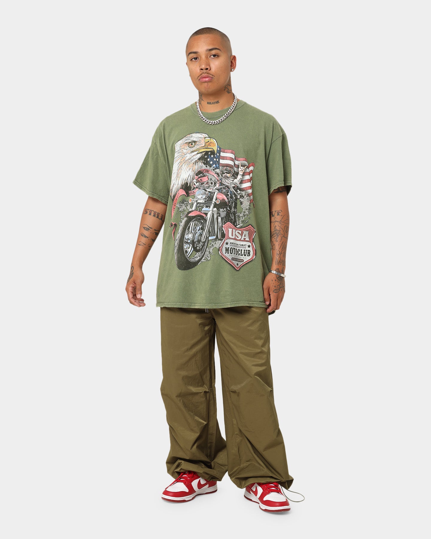 American Thrift Eagle Moto Club T-Shirt - Military Style Biker Tee for Men | Motorcycle Riding & Casual Outfit