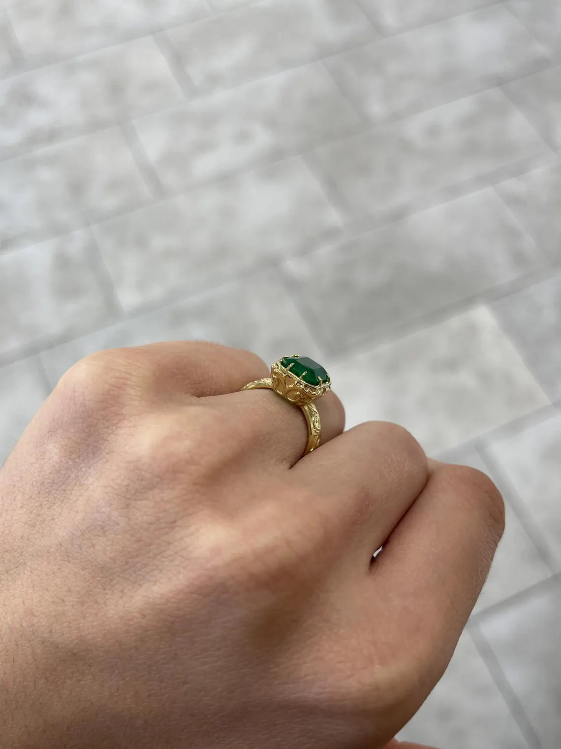 3.90ct Emerald Cut Solitaire Engagement Ring - AAA Quality Rich Green Gemstone for Women, Perfect for Proposals, Anniversaries & Special Occasions