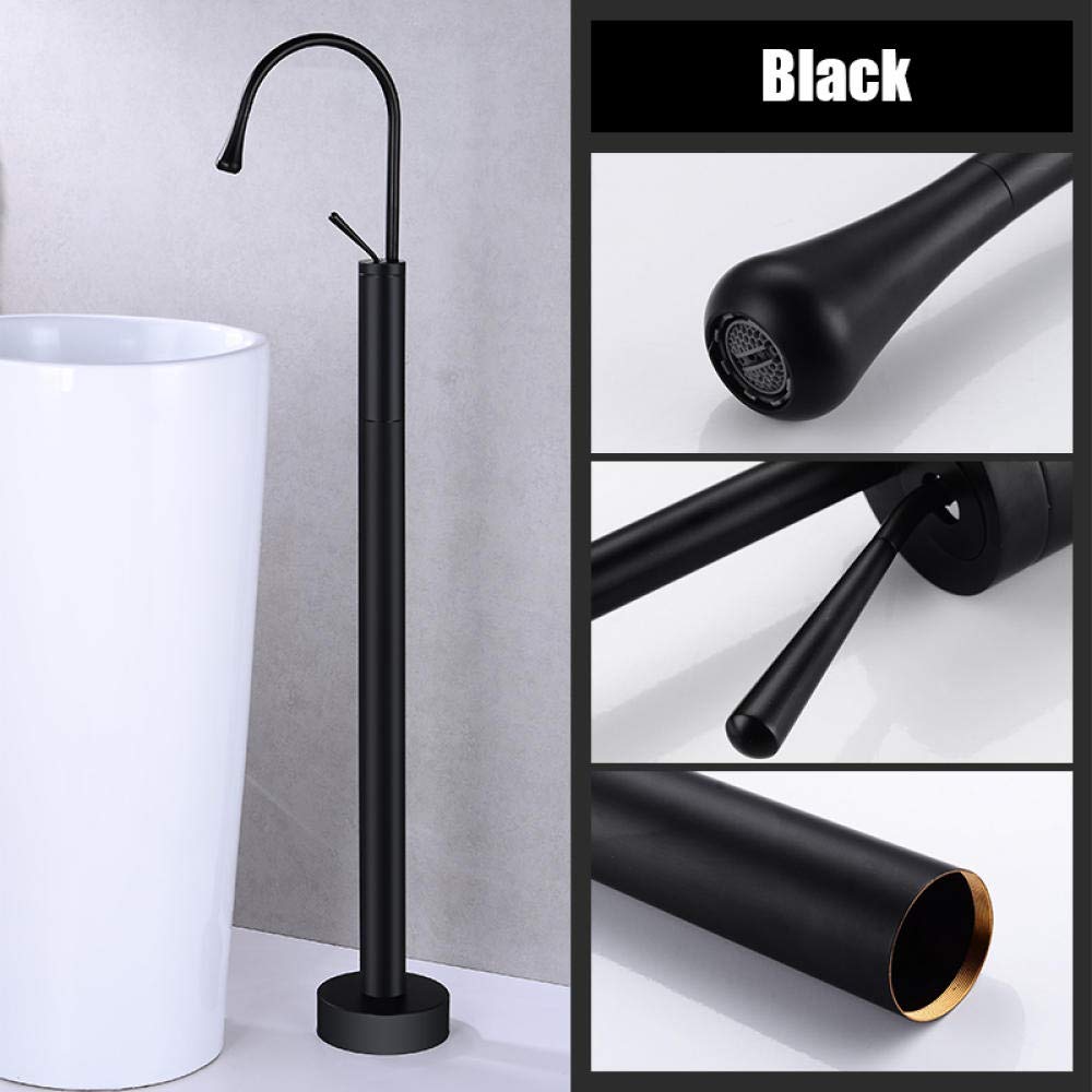 Black Brass Floor Mounted Tub Filler Faucet with Swivel Spout - Durable Bathroom Shower Fitting for Modern Bathtubs | Perfect for Spa, Luxury Bathroom & Home Renovation