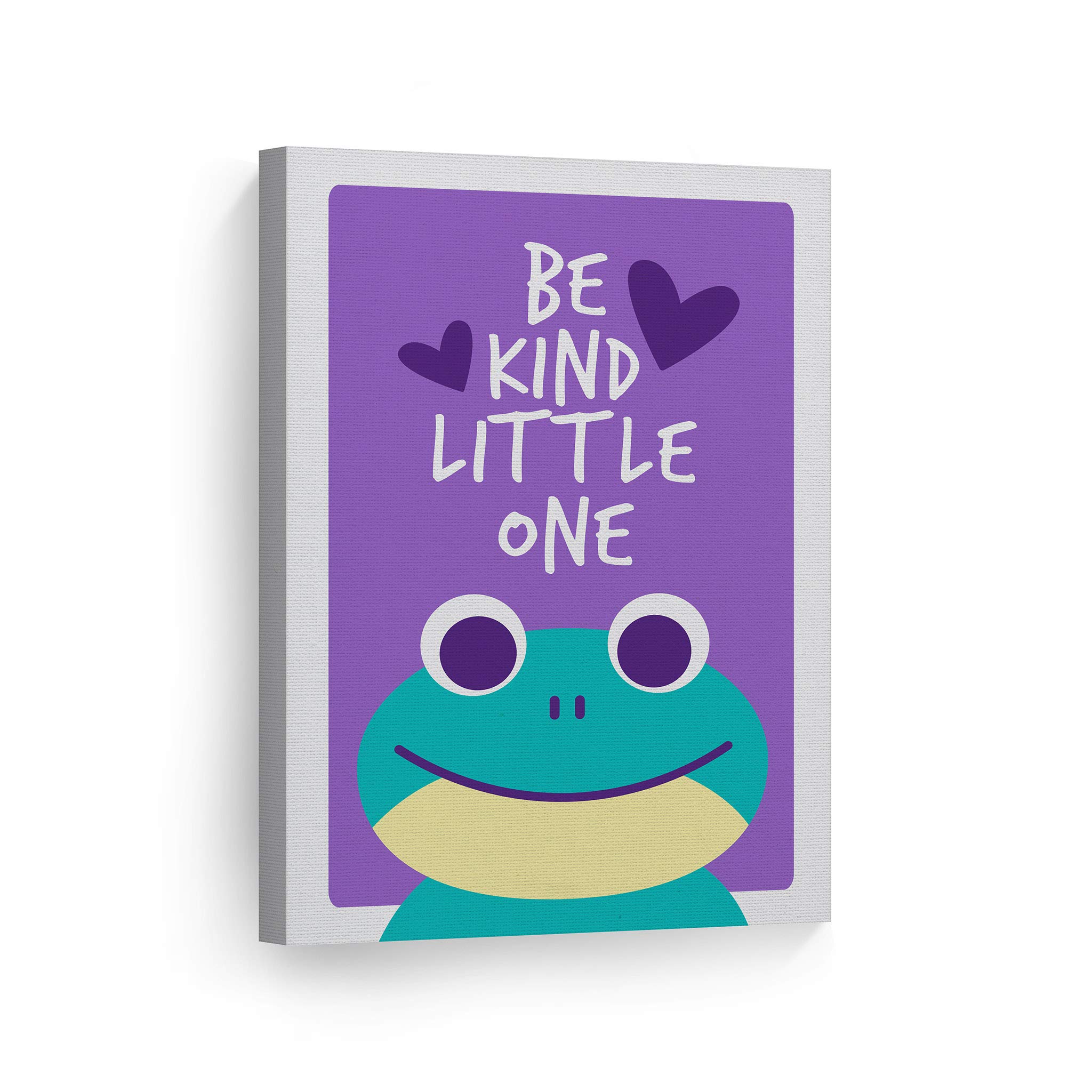 Frog Be Kind Little One Quote Wall Art - Purple Background Canvas Print 40x30 Inch | Nursery Decor, Kids Room Decor, Baby Room Wall Art | Made in USA (Rolled Canvas) - Perfect for Children's Bedrooms, Playrooms & Baby Showers
