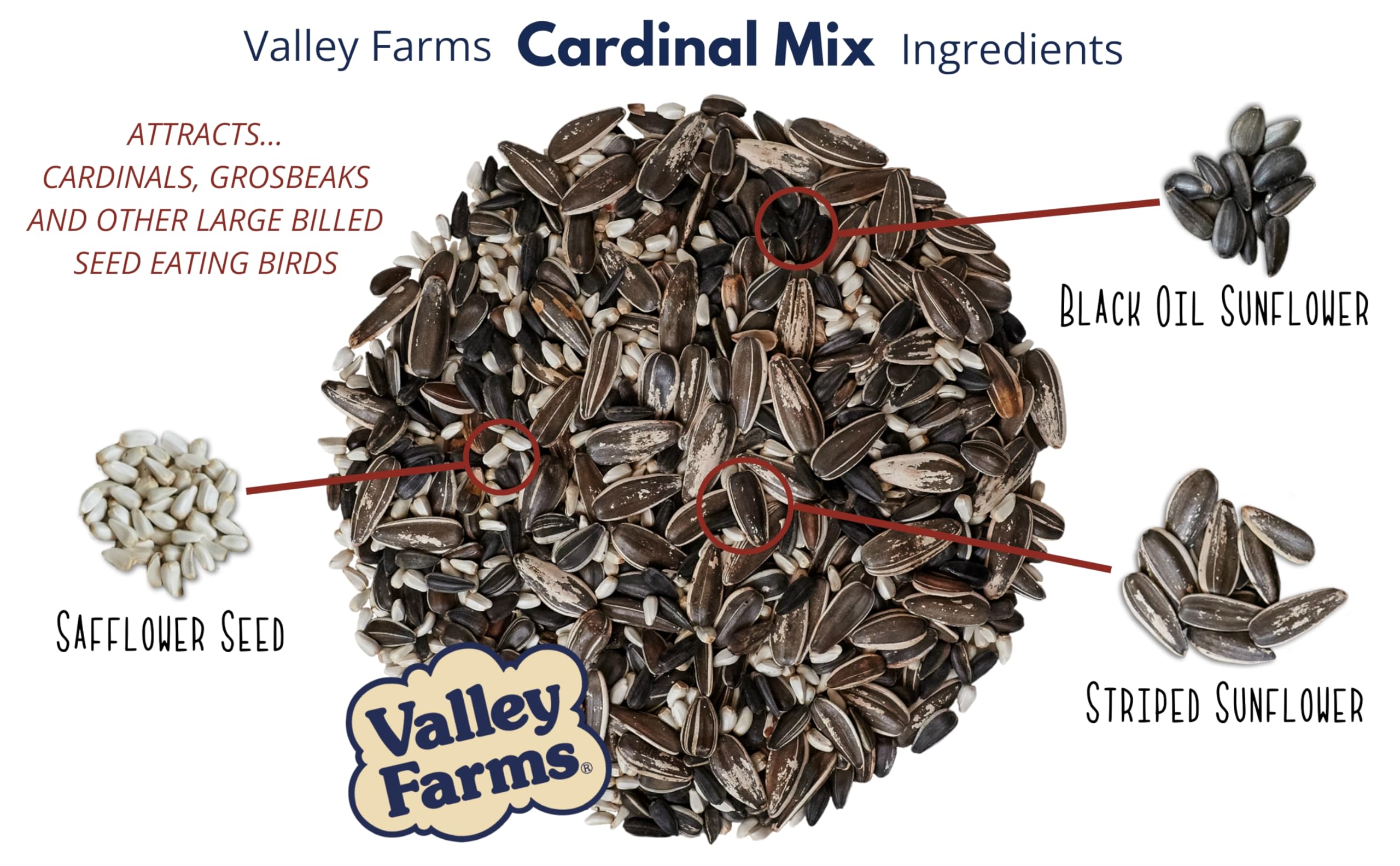 Premium Cardinal Mix Wild Bird Food - 3 LBS 2-Pack (6 LBS Total) with Black Oil Sunflower & Safflower Seeds | Attracts Cardinals, Finches & Songbirds | Ideal for Outdoor Feeders, Backyard Birdwatching & Wildlife Gardens