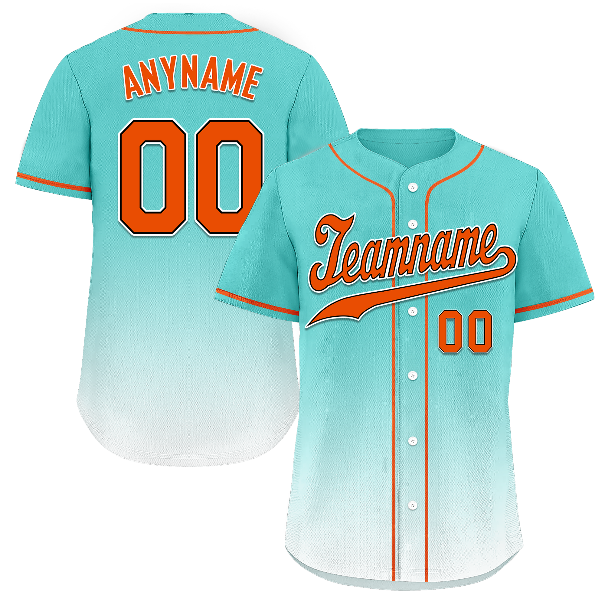 Custom Cyan White Fade Personalized Baseball Jersey - Authentic Fashion Jersey BSBJ01 for Baseball Games, Team Sports & Fan Apparel
