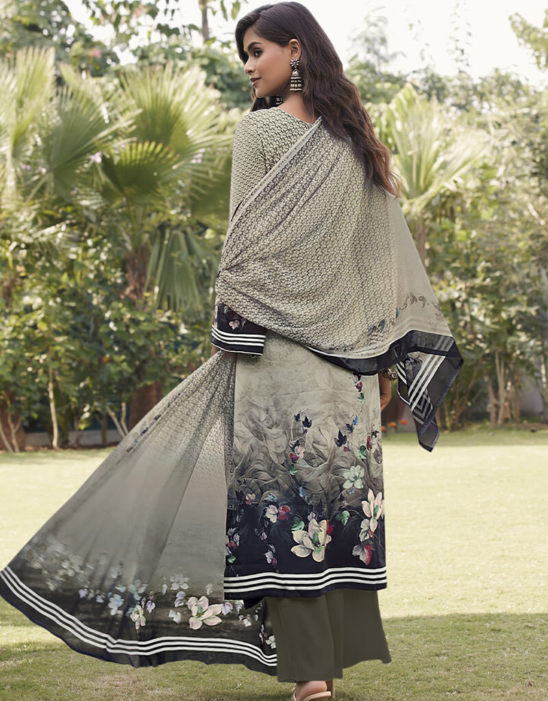 Beige Siya Crepe Digital Print Salwar Suit Palazzo - Elegant Indian Ethnic Wear for Women | Perfect for Weddings, Festivals & Special Occasions
