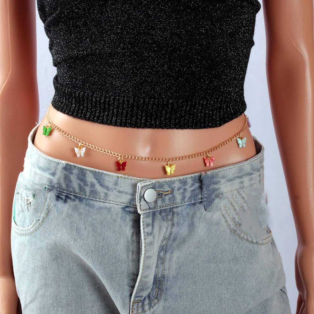 Elegant Gold Butterfly Waist Chain - Stylish Belly Body Jewelry for Women | Perfect for Parties, Festivals, and Beach Outfits