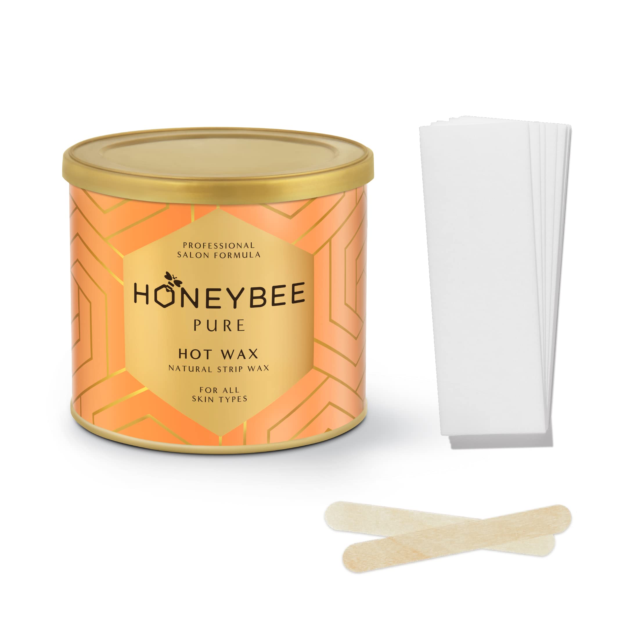 HoneyBee Pure Hot Sugar Wax for Hair Removal - 600g Natural Wax for Legs, Arms, Underarms & Bikini Area | Gentle Formula for Sensitive Skin | At-Home Waxing Kit for Quick & Easy Hair Removal | Perfect for DIY Spa Days & Smooth Skin Care Routine