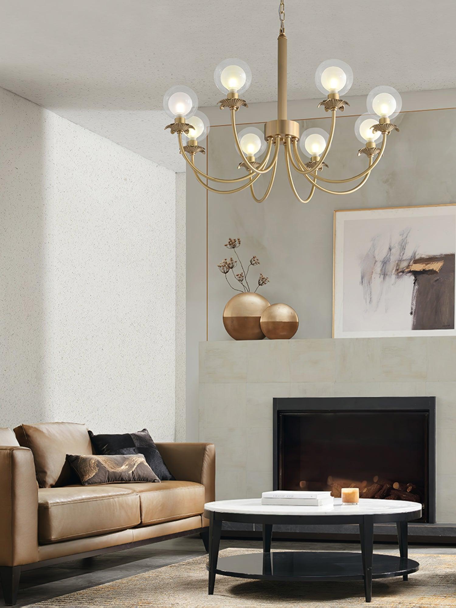 Elegant Aureate Radiance Glass Chandelier - Modern Crystal Ceiling Light Fixture for Dining Room, Living Room & Bedroom Decor