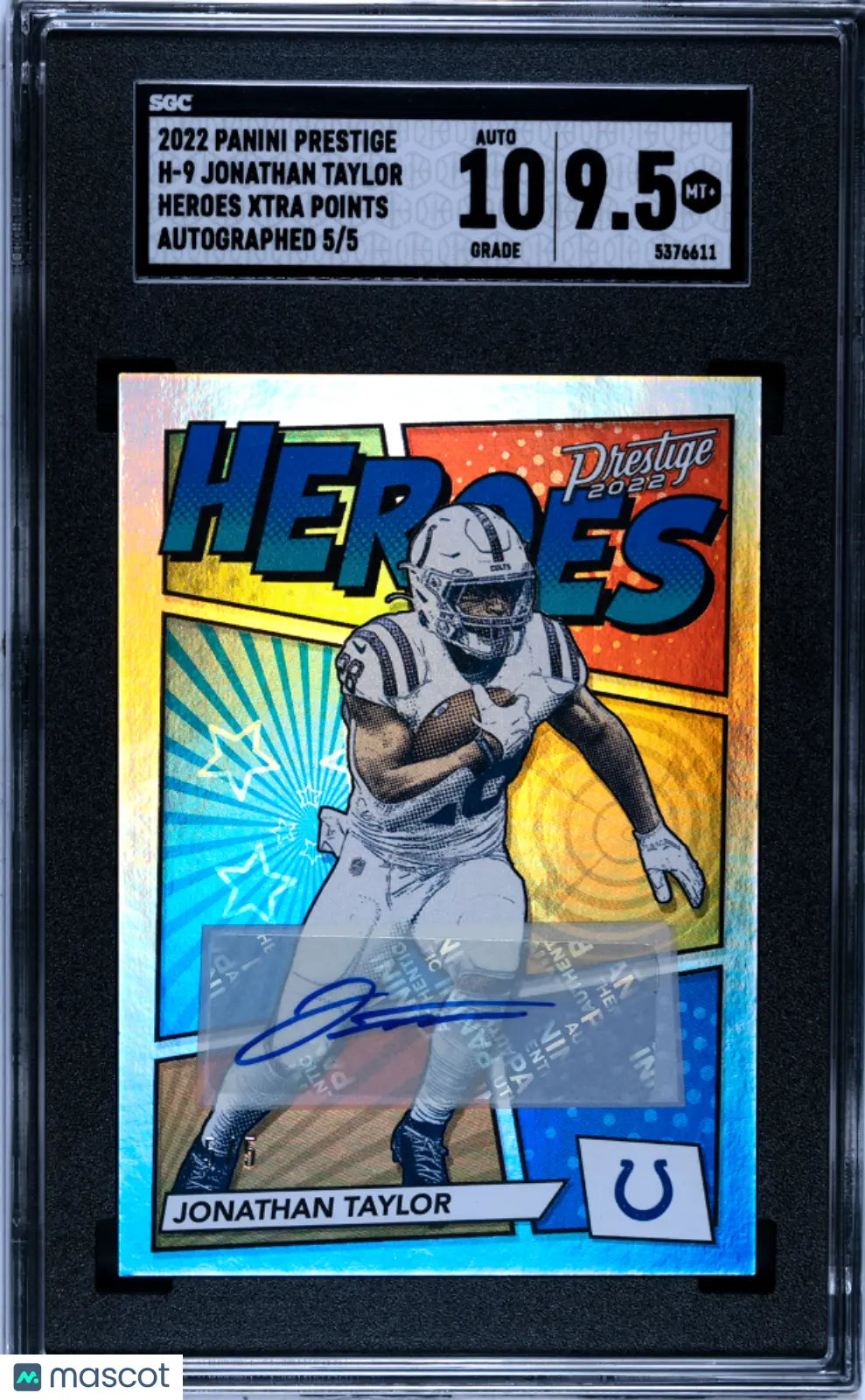 2022 Prestige Football Jonathan Taylor Heroes Xtra Points Auto SGC 9.5 5/5 - Rare Collectible Football Card for Fans & Investors - Perfect for Display, Trading, and Memorabilia Collections