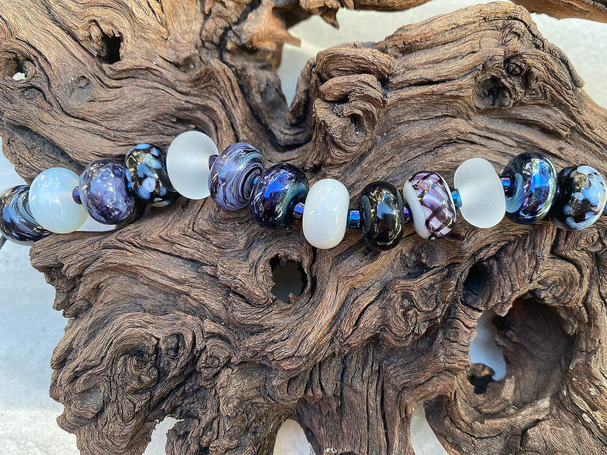 Black & Gray Lampwork Bead Set - Handmade Glass Beads for Jewelry Making, DIY Crafts, Bracelets & Necklaces - Perfect for Artisans, Beaders & Craft Enthusiasts