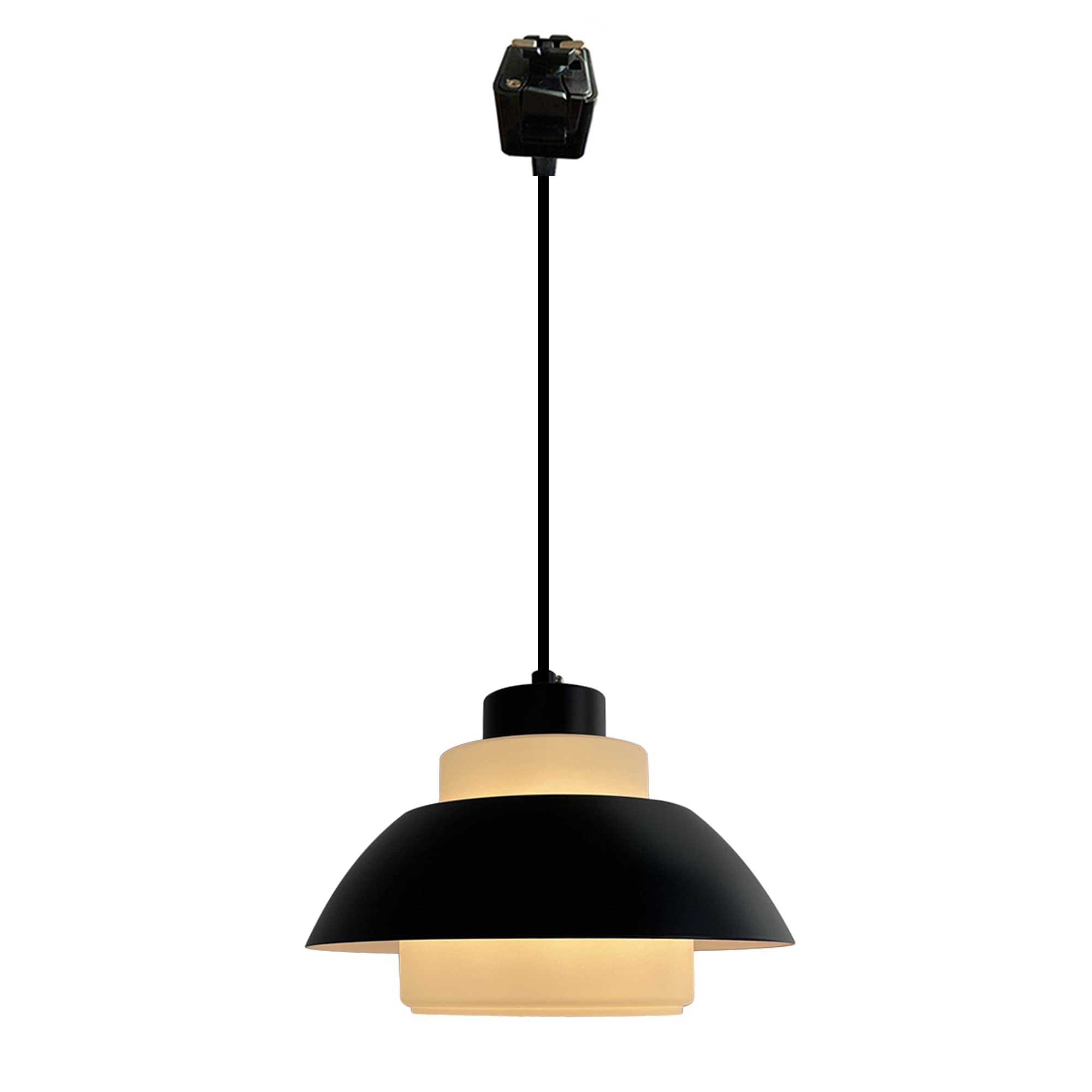 J-Type Track Light Pendants 3.2 Ft - Adjustable Black Shade Acrylic Pendant Lighting Fixture for Kitchen, Dining Room & Retail Spaces (Bulbs Not Included) | Modern Juno Track Lighting System for Custom Home & Commercial Decor
