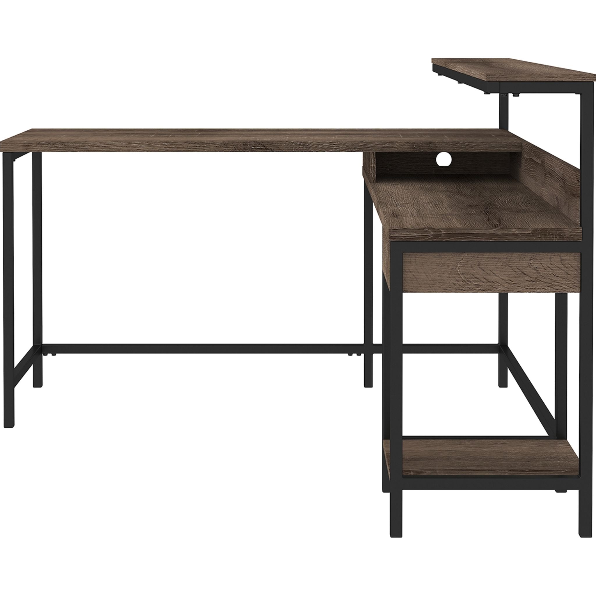 Arlenbry L-Shaped Computer Desk with Storage Shelf, Gray Home Office Desk for Small Spaces - Perfect for Gaming, Study & Workstation Setup