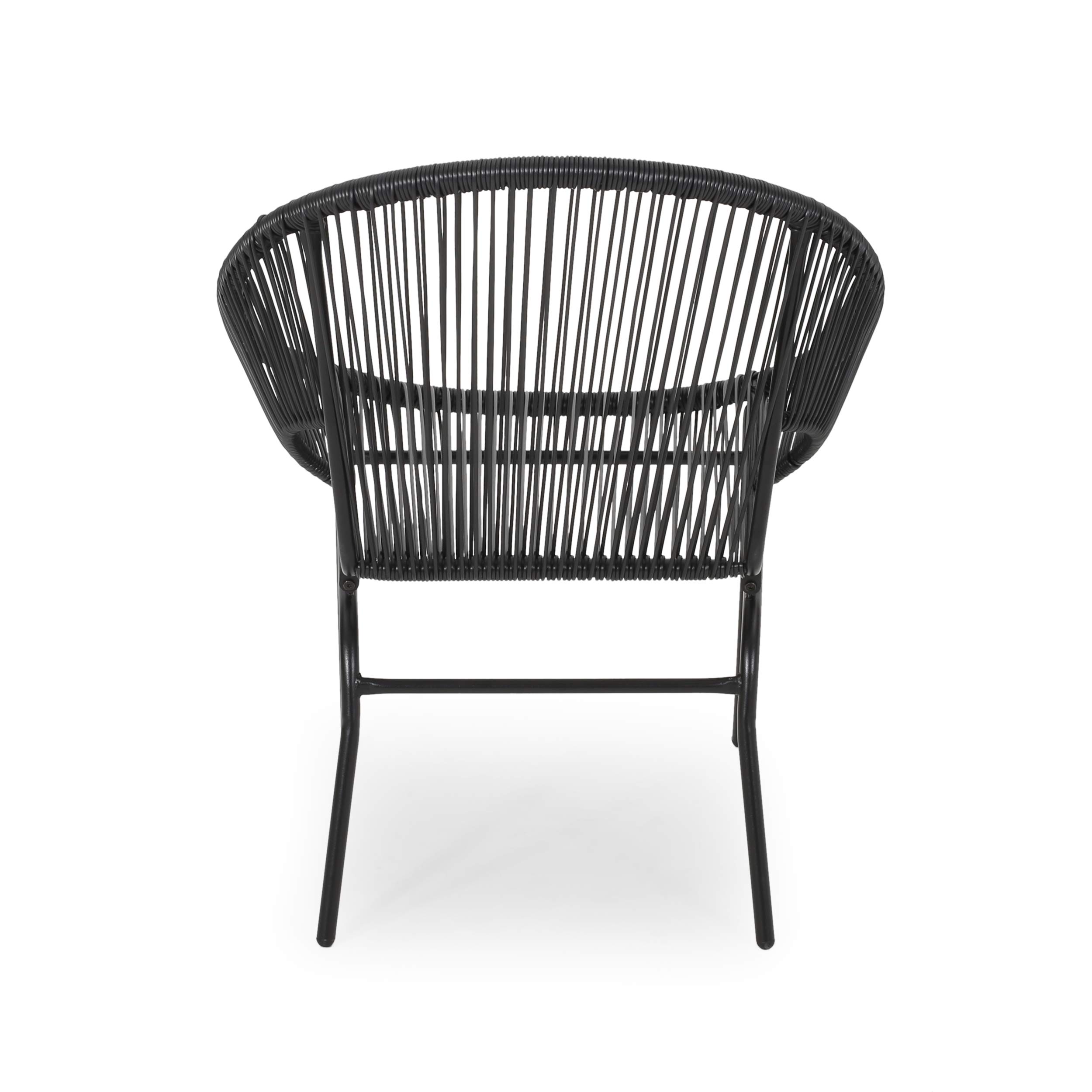 Modern Outdoor Faux Rattan Club Chair Set of 2 - Black Weather-Resistant Patio Furniture for Garden, Poolside & Backyard Relaxation