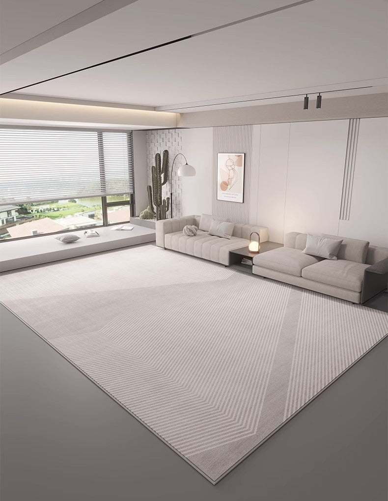 Modern Geometric Area Rugs - Large Contemporary Floor Carpet for Living Room, Bedroom & Dining Room - Soft Grey Home Decor Rug for Cozy Interior Design