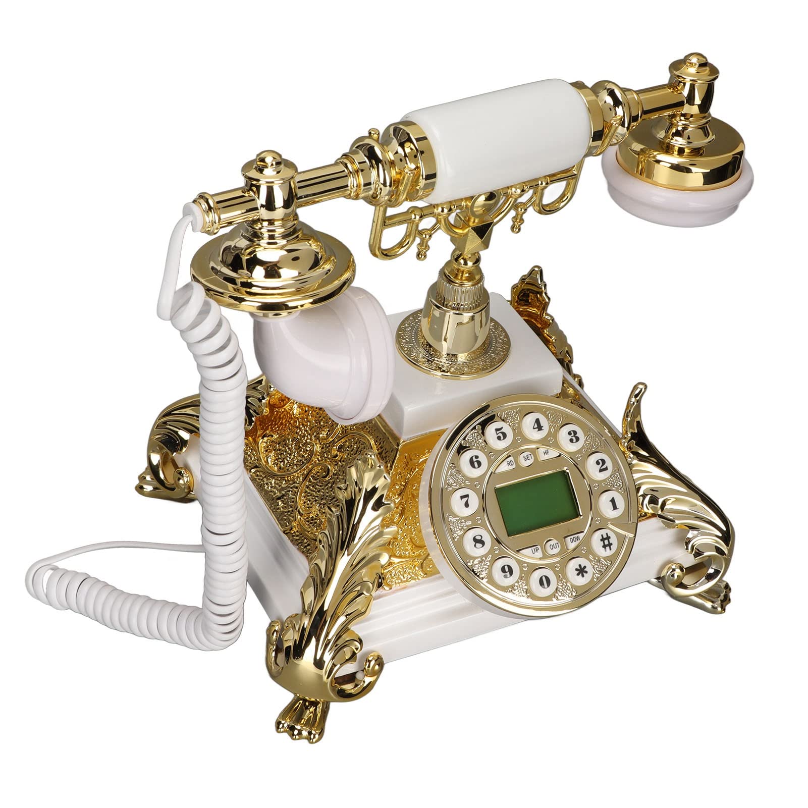 Vbestlife Vintage Retro Wired Landline Telephone - European Style Button Dialing Antique Corded Phone with Electronic Calendar, Date & Week Display - Perfect for Home, Office, and Vintage Décor