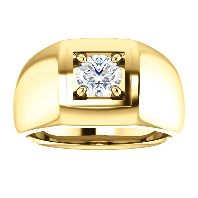 14KT Gold 3/4 Carat Round Diamond Solitaire Ring for Men - Perfect for Engagement, Wedding & Anniversary Gifts