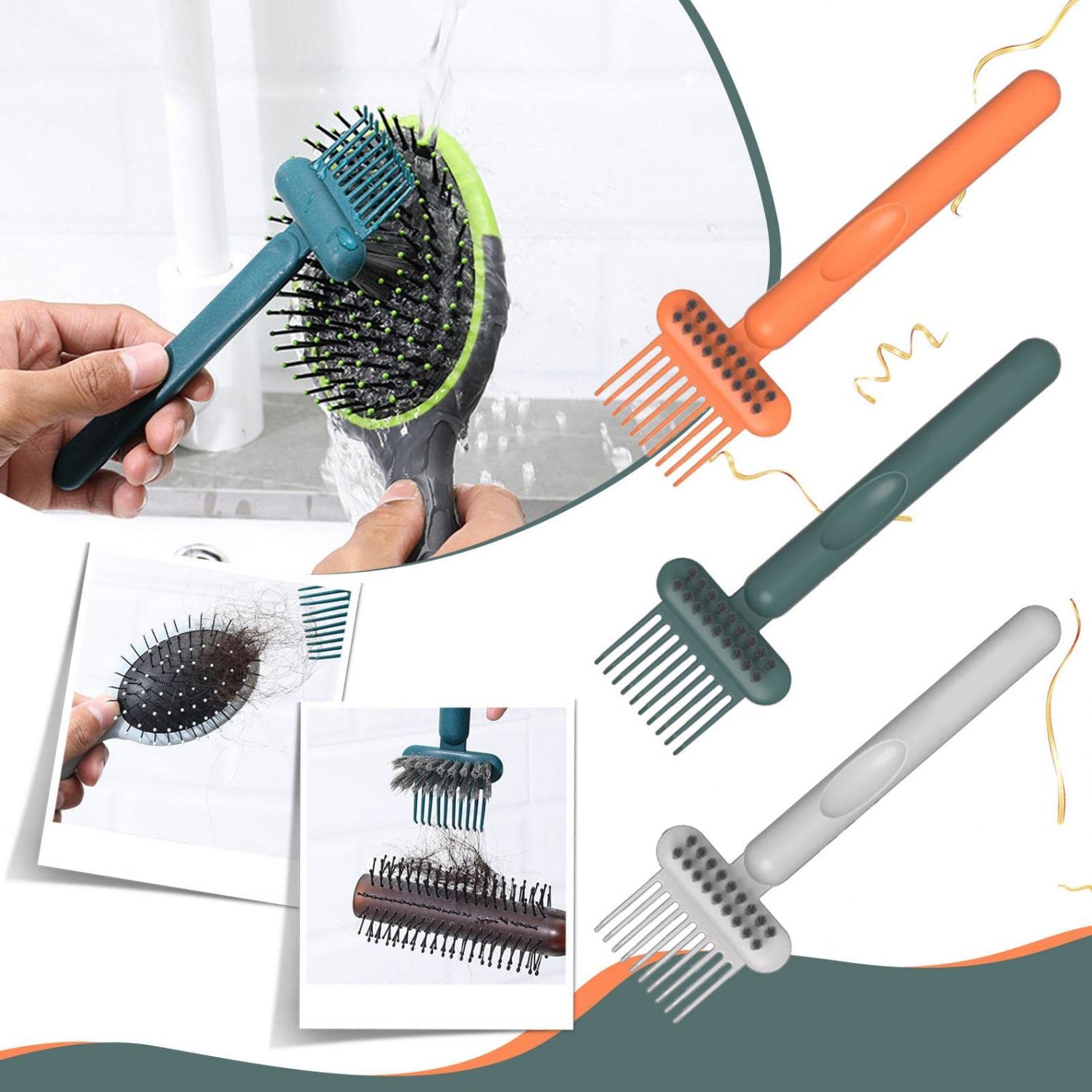 Mini Comb Cleaning Brush - Hairbrush Cleaner Rake Tool for Removing Embedded Hair & Debris from Combs (Green) | Perfect for Salon, Bathroom & Home Hair Care Accessories