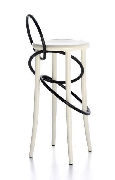GTV Cirque Two Tone Bentwood Stool - Modern Accent Stool for Living Room, Bedroom & Entryway - Handcrafted Wooden Bar Stool with Elegant Design
