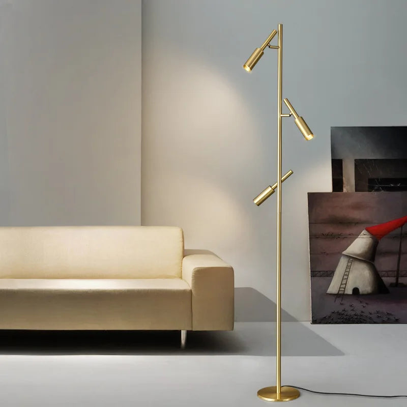 Brass Aura Adjustable Standing Lamp - Modern Floor Light for Living Room, Bedroom & Office - Dimmable Reading Light with Flexible Gooseneck Design